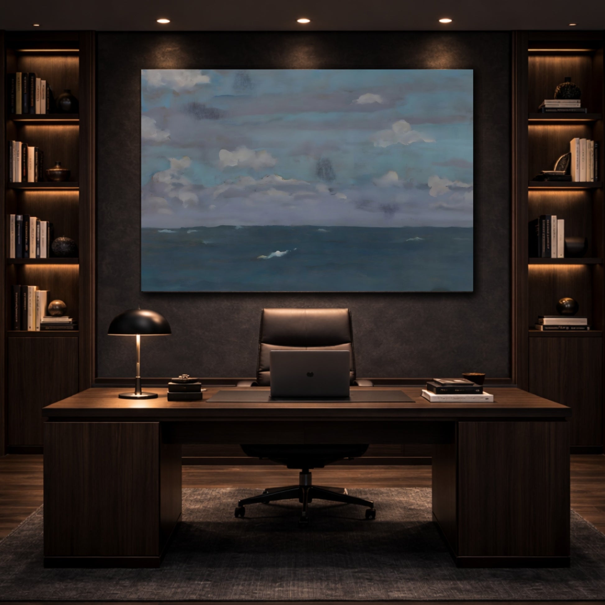 Nature Seascape Blue Gray Seascape shown as front canvas room wall art