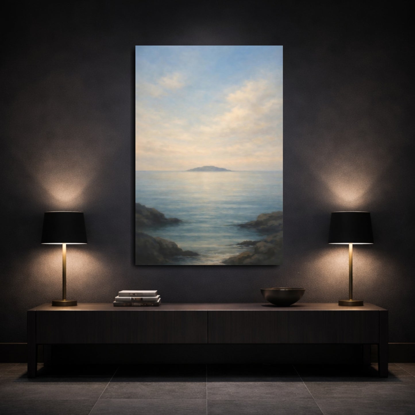Mockup 2. Nature Seascape Coastal Landscape shown as stretched canvas wall art