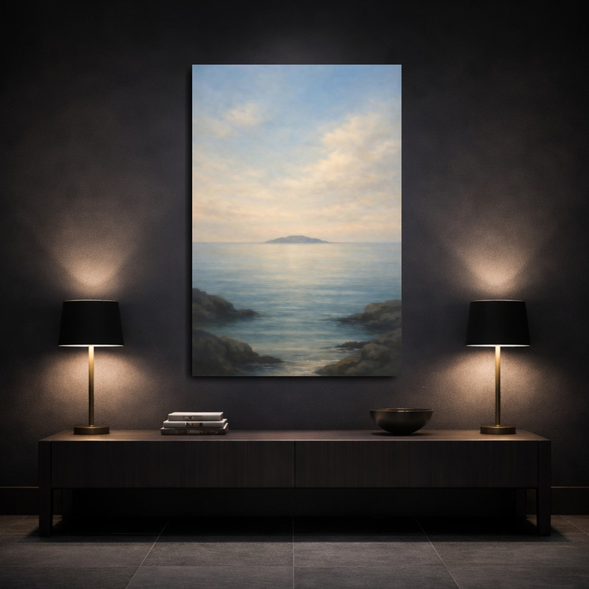Mockup 2. Nature Seascape Coastal Landscape shown as stretched canvas wall art