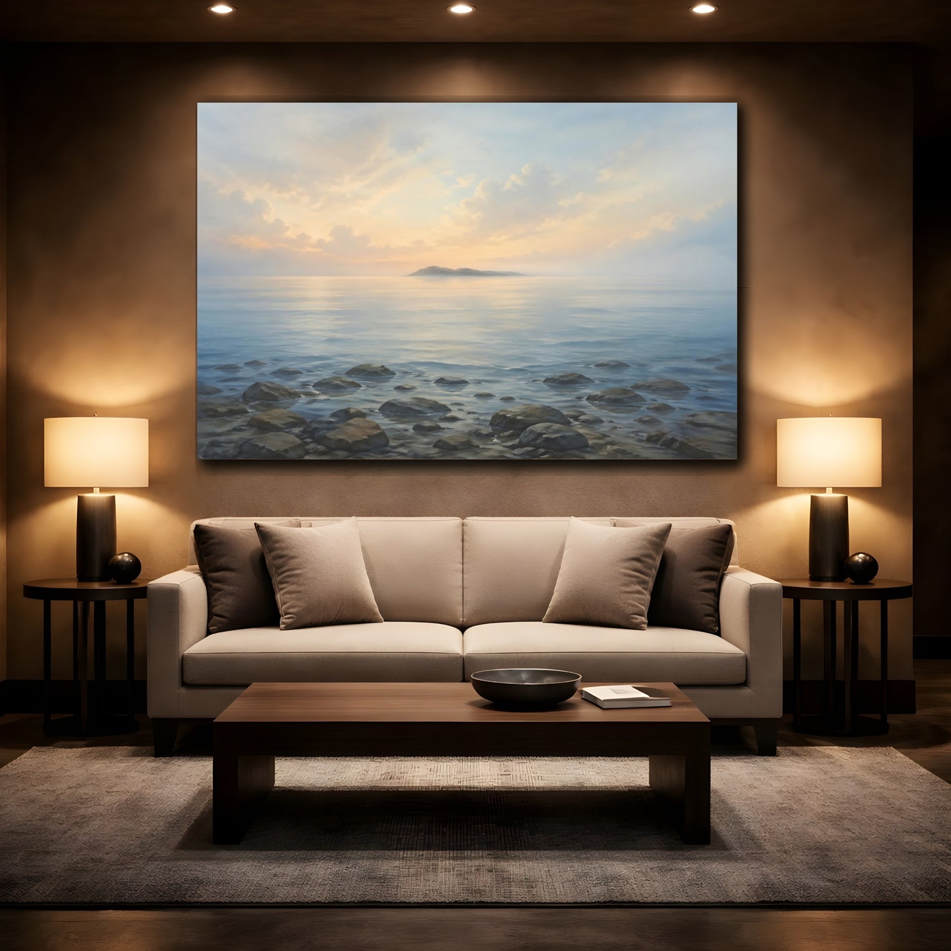 Mockup 2. Nature Seascape Coastal Landscape shown as stretched canvas wall art