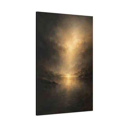 Main Mockup. Nature Seascape Dark Gold Landscape shown as stretched canvas wall art