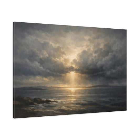 Main Mockup. Nature Seascape Dramatic Ocean Scene shown as stretched canvas wall art