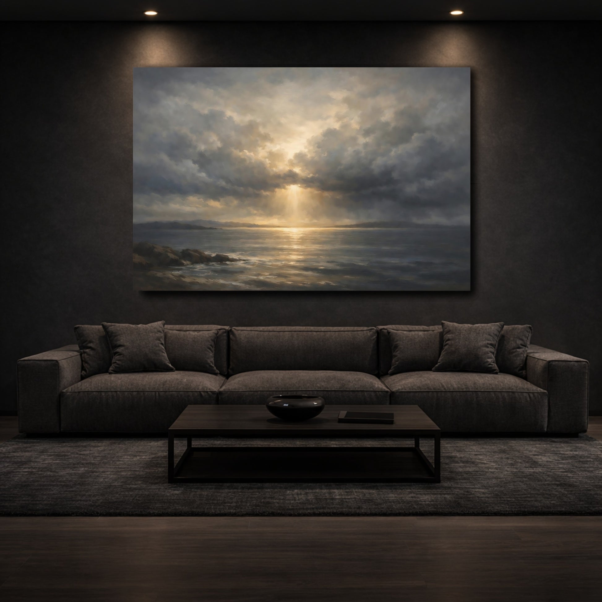 Mockup 2. Nature Seascape Dramatic Ocean Scene shown as stretched canvas wall art
