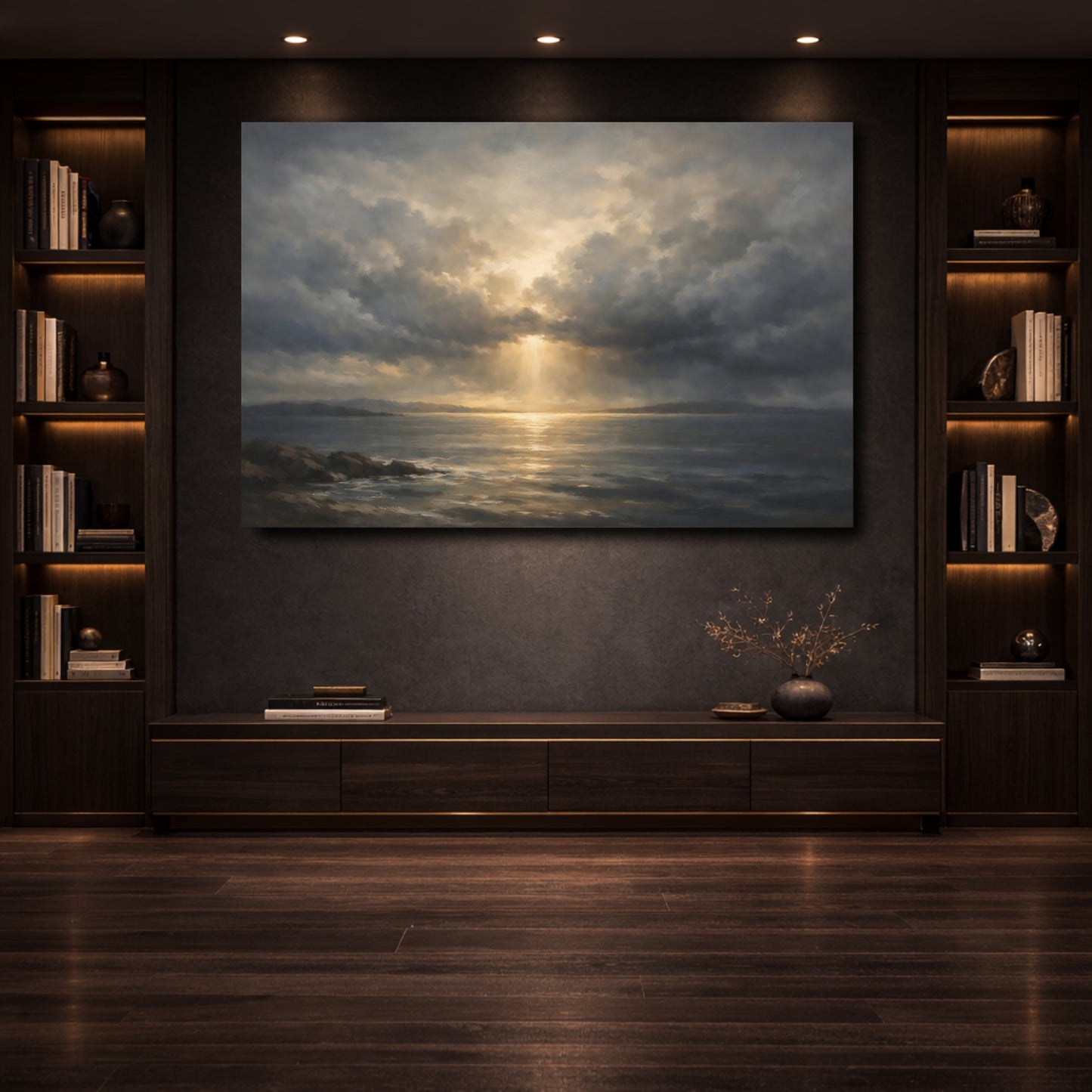 Mockup 3. Nature Seascape Dramatic Ocean Scene shown as stretched canvas wall art