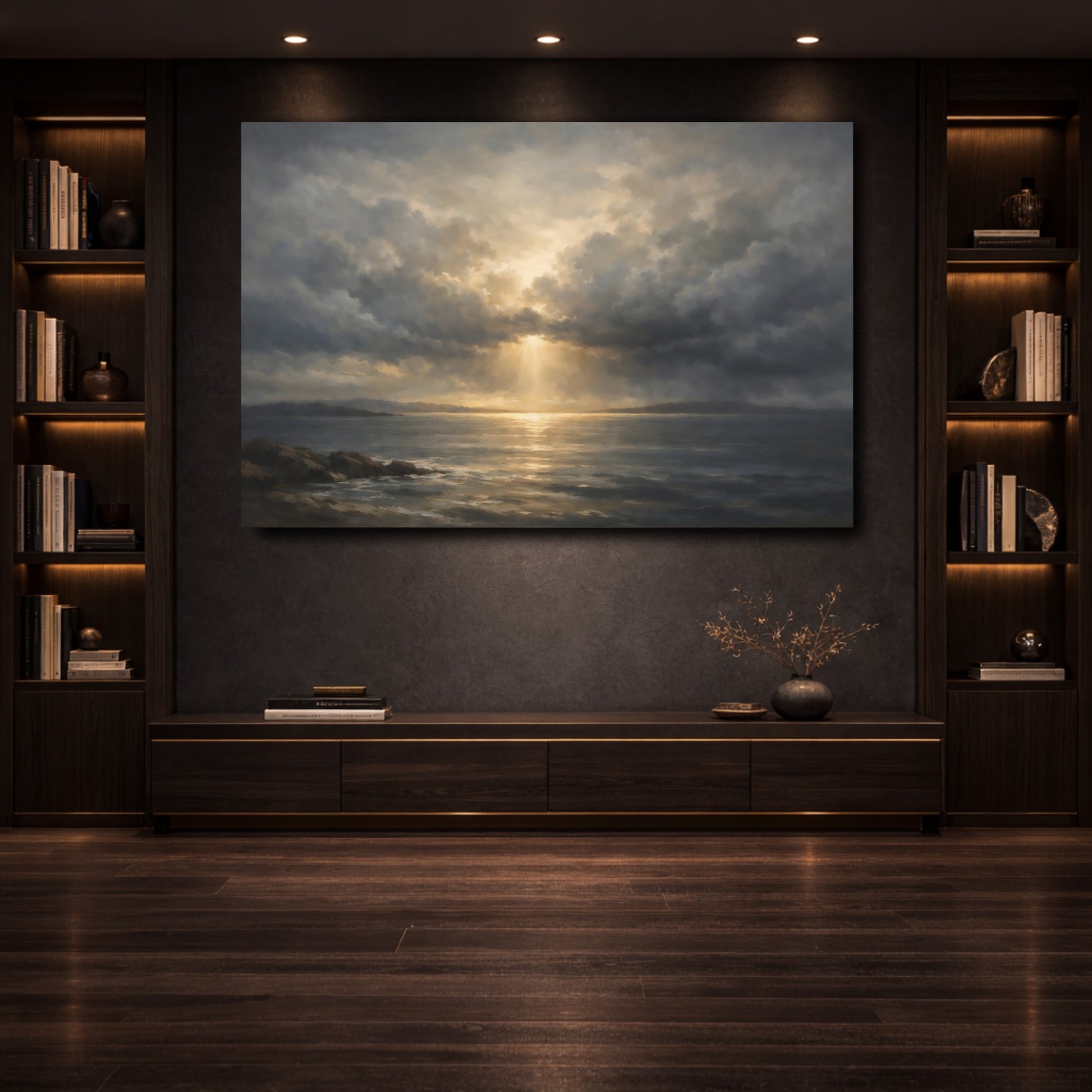 Mockup 3. Nature Seascape Dramatic Ocean Scene shown as stretched canvas wall art