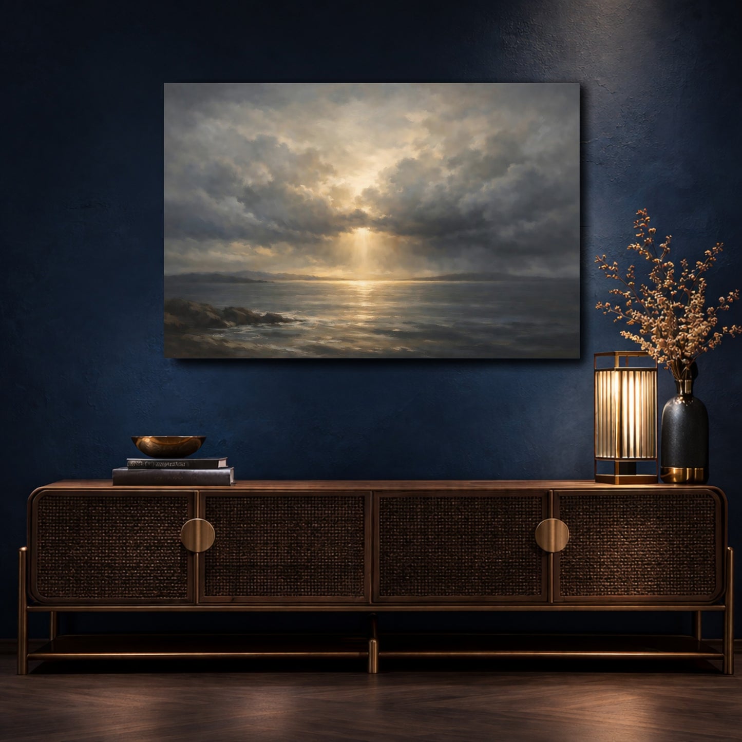 Mockup 4. Nature Seascape Dramatic Ocean Scene shown as stretched canvas wall art