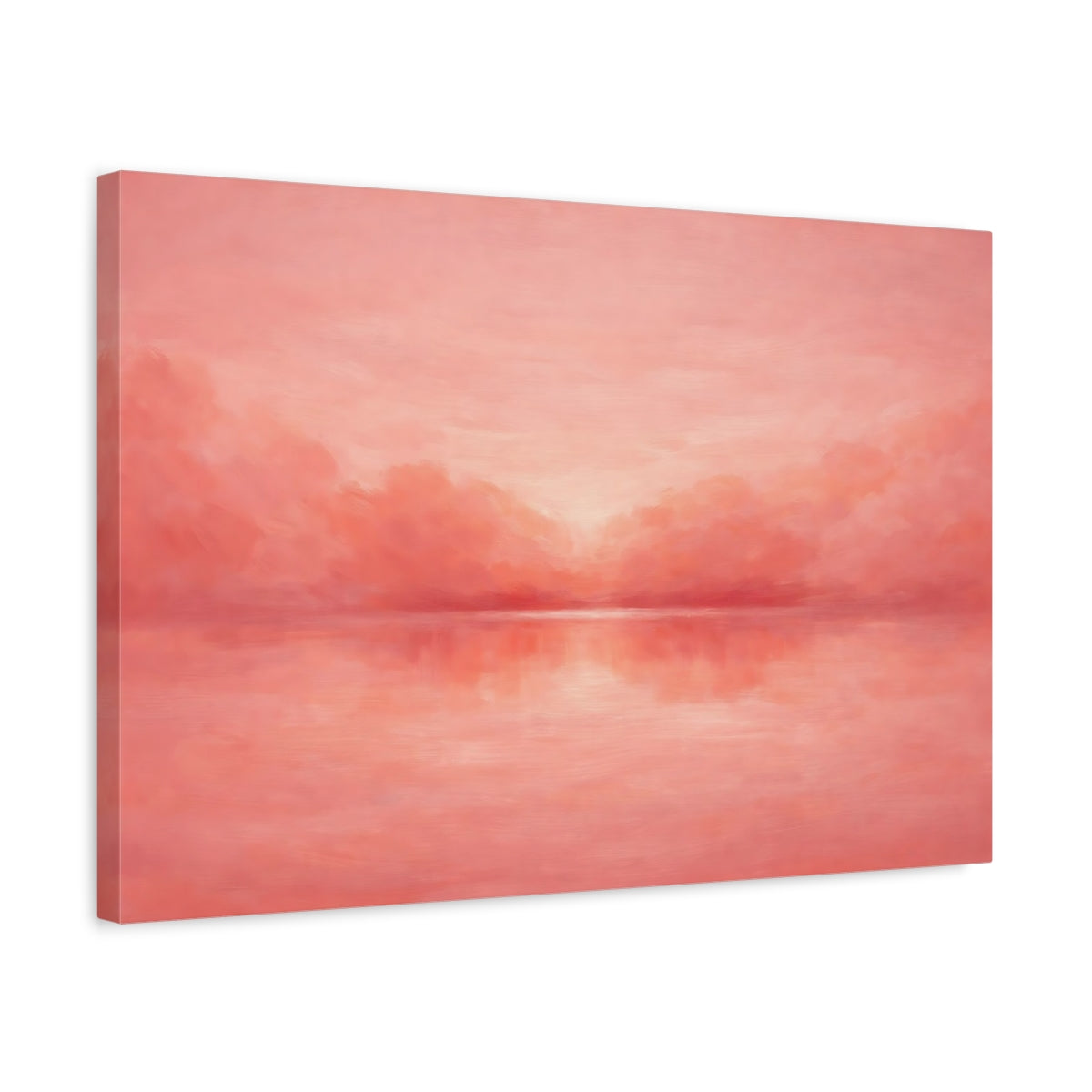 Side Mockup 3. Nature Seascape Horizon Pink Seascape shown as stretched canvas wall art