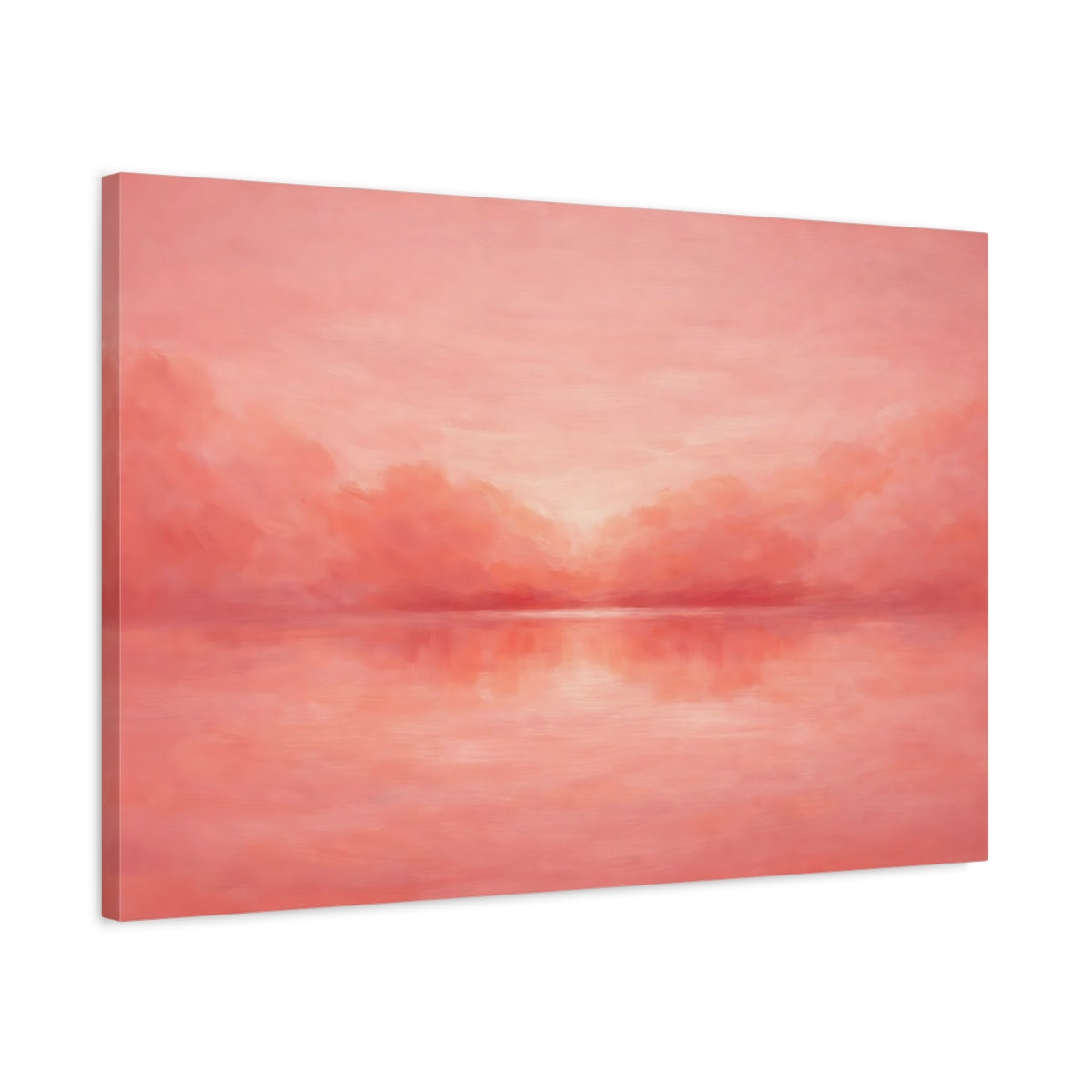 Side Mockup 2. Nature Seascape Horizon Pink Seascape shown as stretched canvas wall art