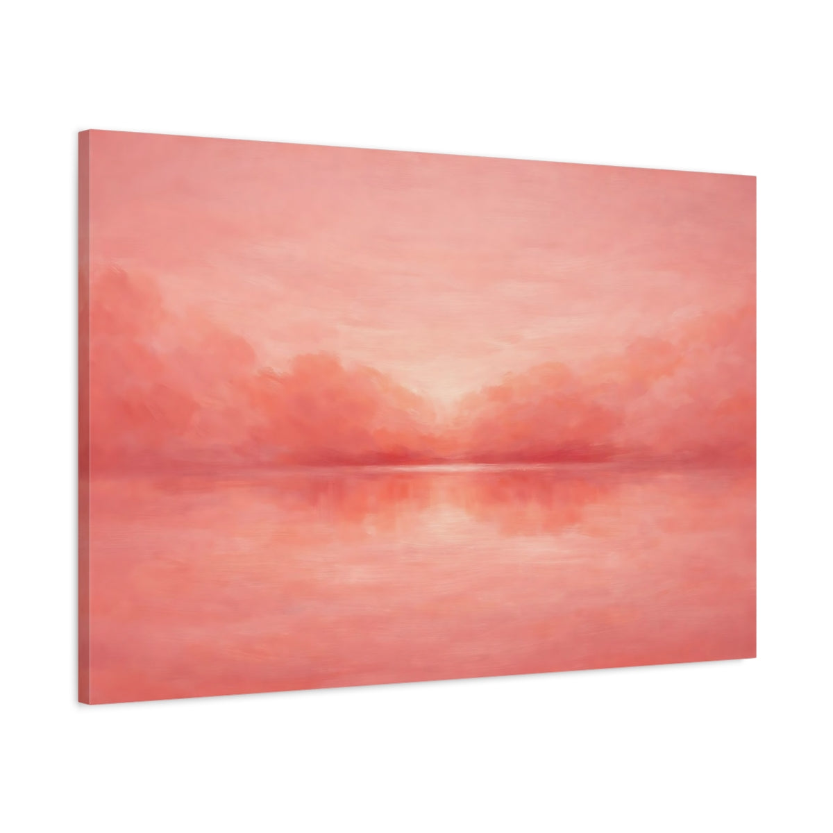 Side Mockup 1. Nature Seascape Horizon Pink Seascape shown as stretched canvas wall art