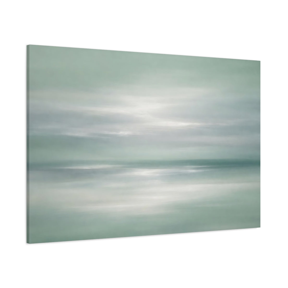 Main Mockup. Nature Seascape Misty Green Seascape shown as stretched canvas wall art