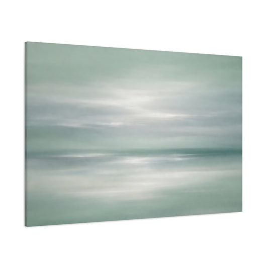 Main Mockup. Nature Seascape Misty Green Seascape shown as stretched canvas wall art