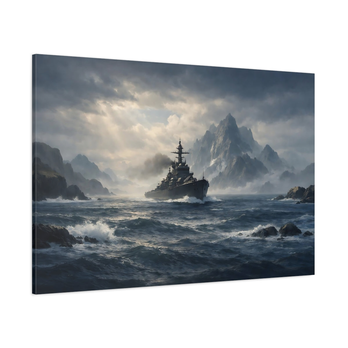 Nature Seascape Navy shown as stretched canvas wall art