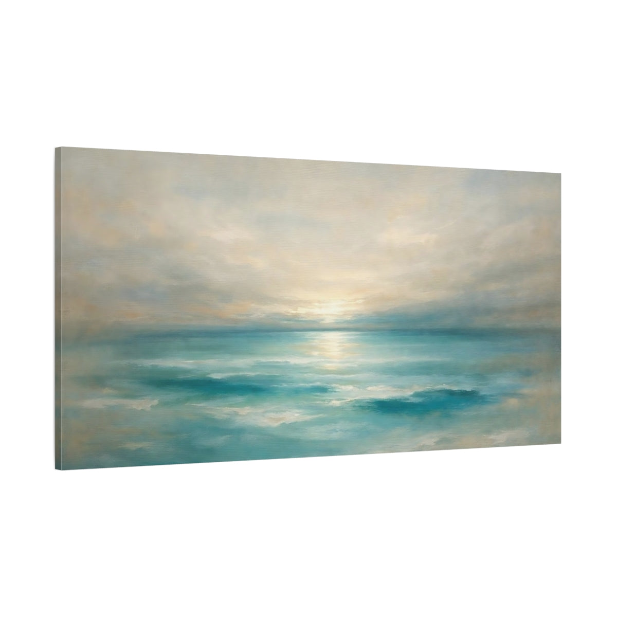 Main Mockup. Nature Seascape Teal Ocean shown as stretched canvas wall art