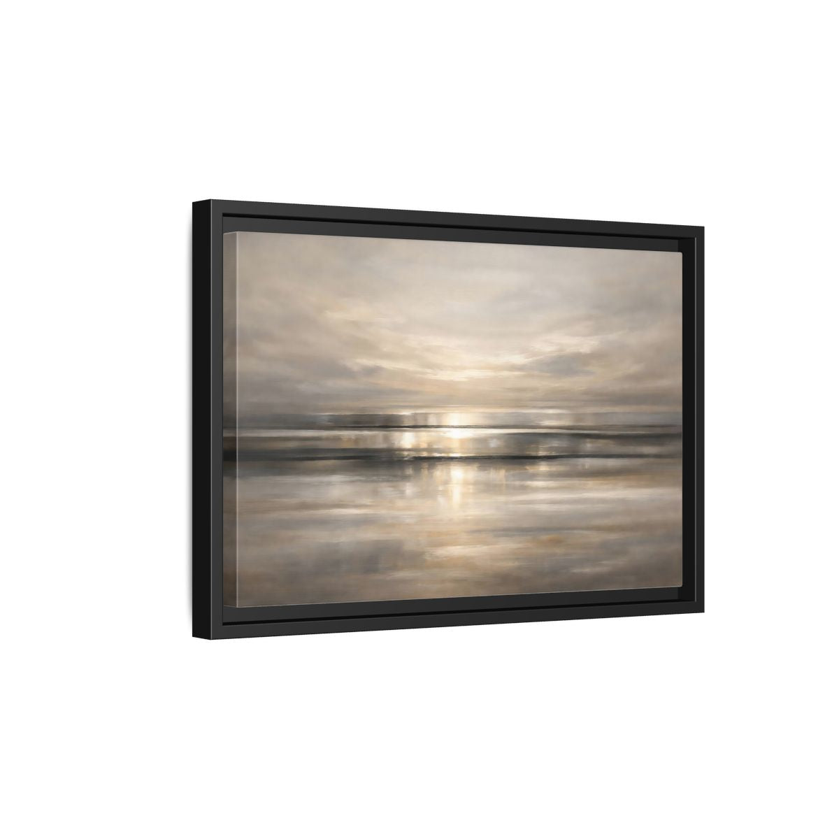 Side Mockup 6. Nature Seascape Warm Gray Sunset shown as stretched canvas wall art