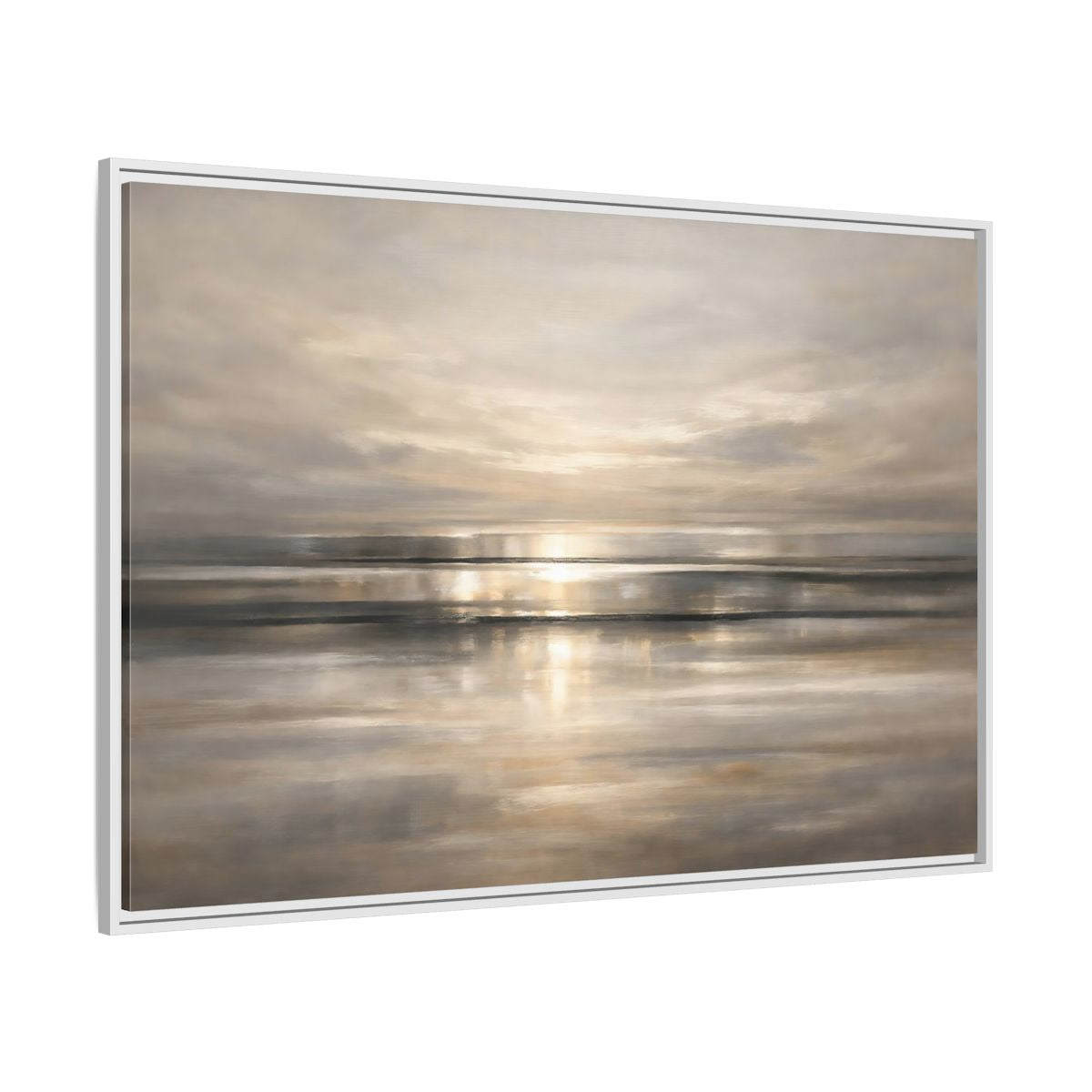 Side Mockup 7. Nature Seascape Warm Gray Sunset shown as stretched canvas wall art