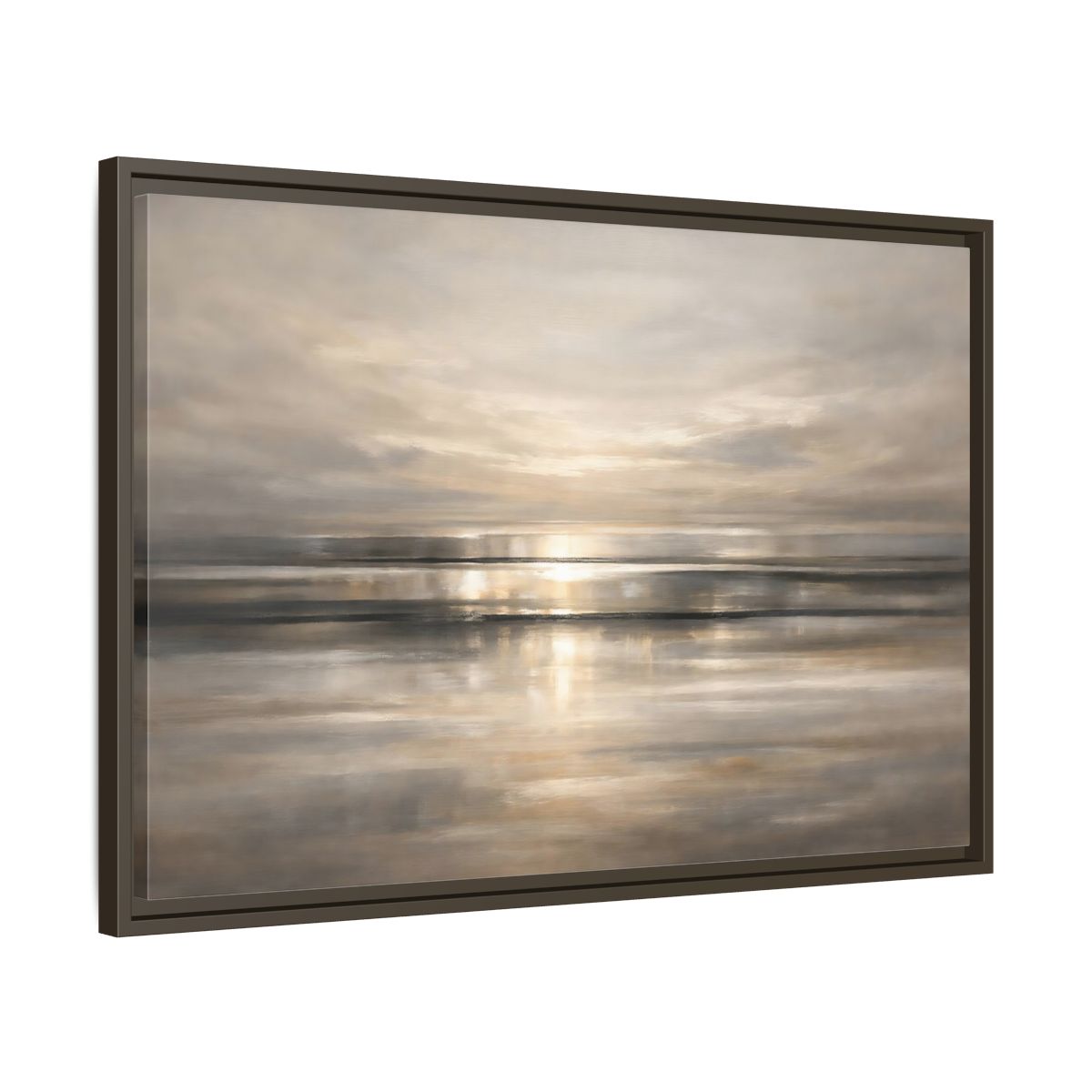 Side Mockup 11. Nature Seascape Warm Gray Sunset shown as stretched canvas wall art