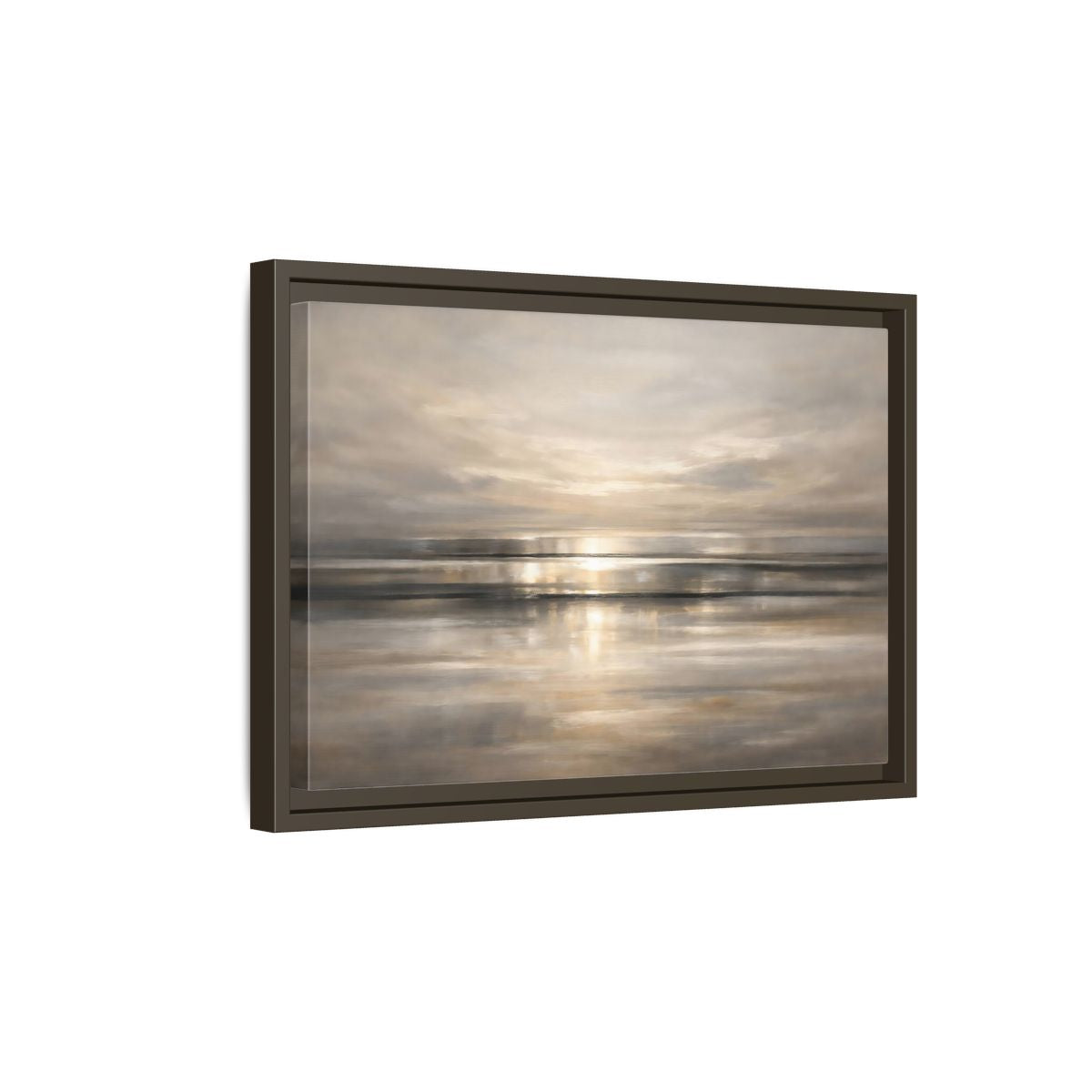 Side Mockup 5. Nature Seascape Warm Gray Sunset shown as stretched canvas wall art