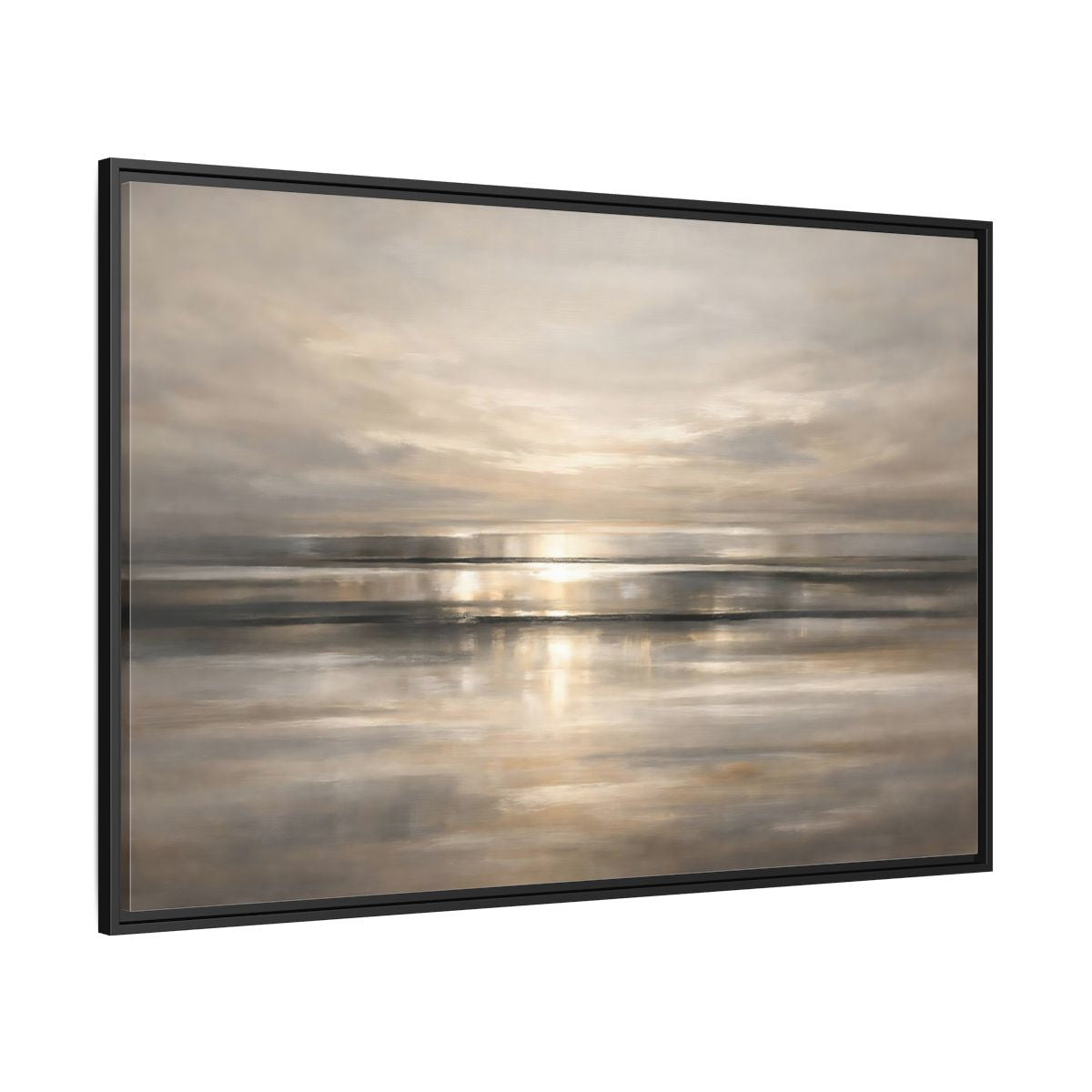 Side Mockup 12. Nature Seascape Warm Gray Sunset shown as stretched canvas wall art