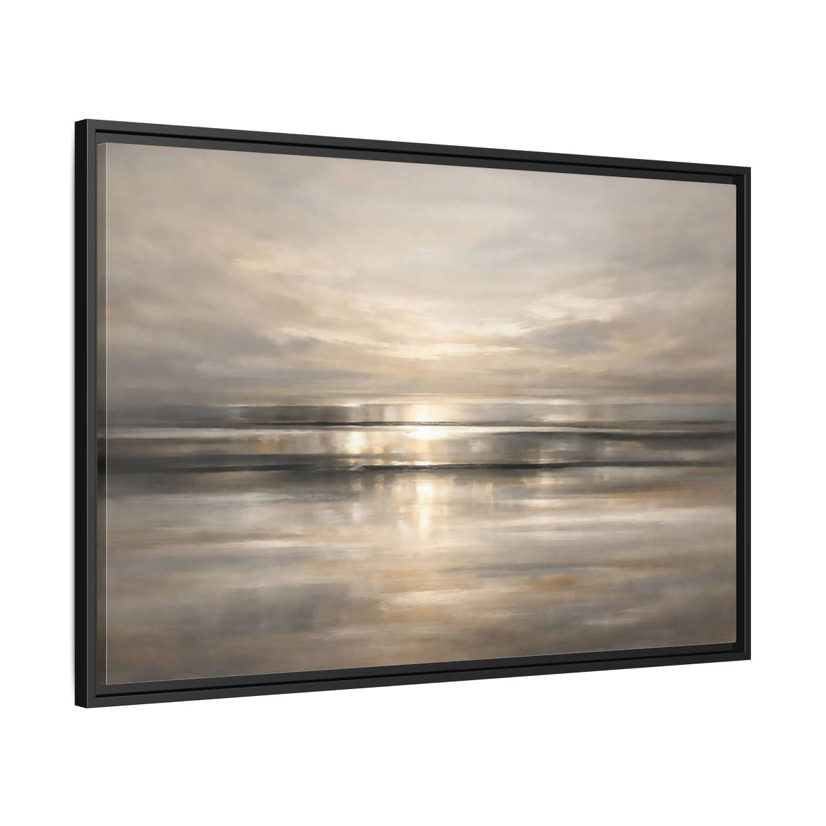Side Mockup 13. Nature Seascape Warm Gray Sunset shown as stretched canvas wall art