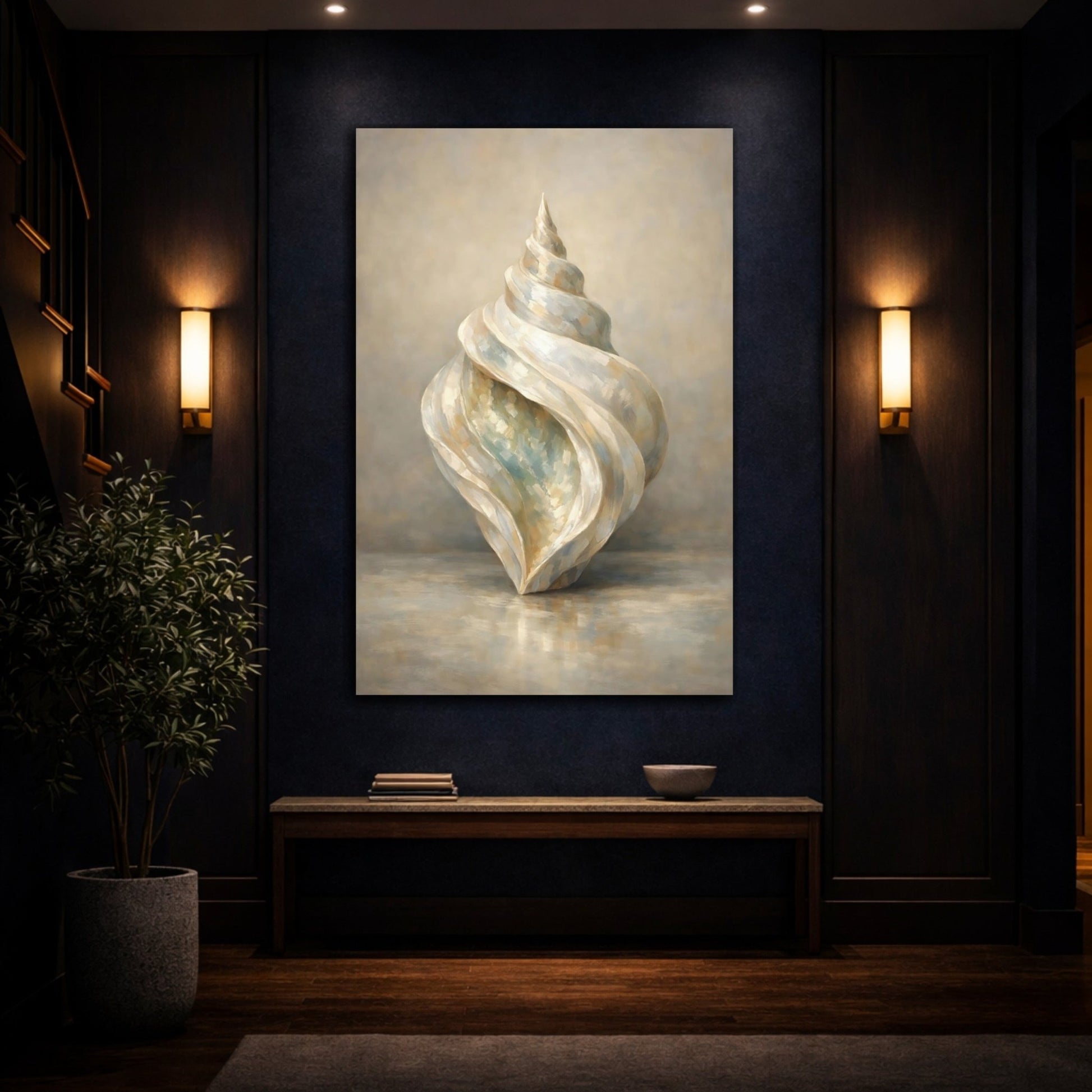 Nature Seashell Neutral Tones - Canvas Wall Art Print - YesArtYes