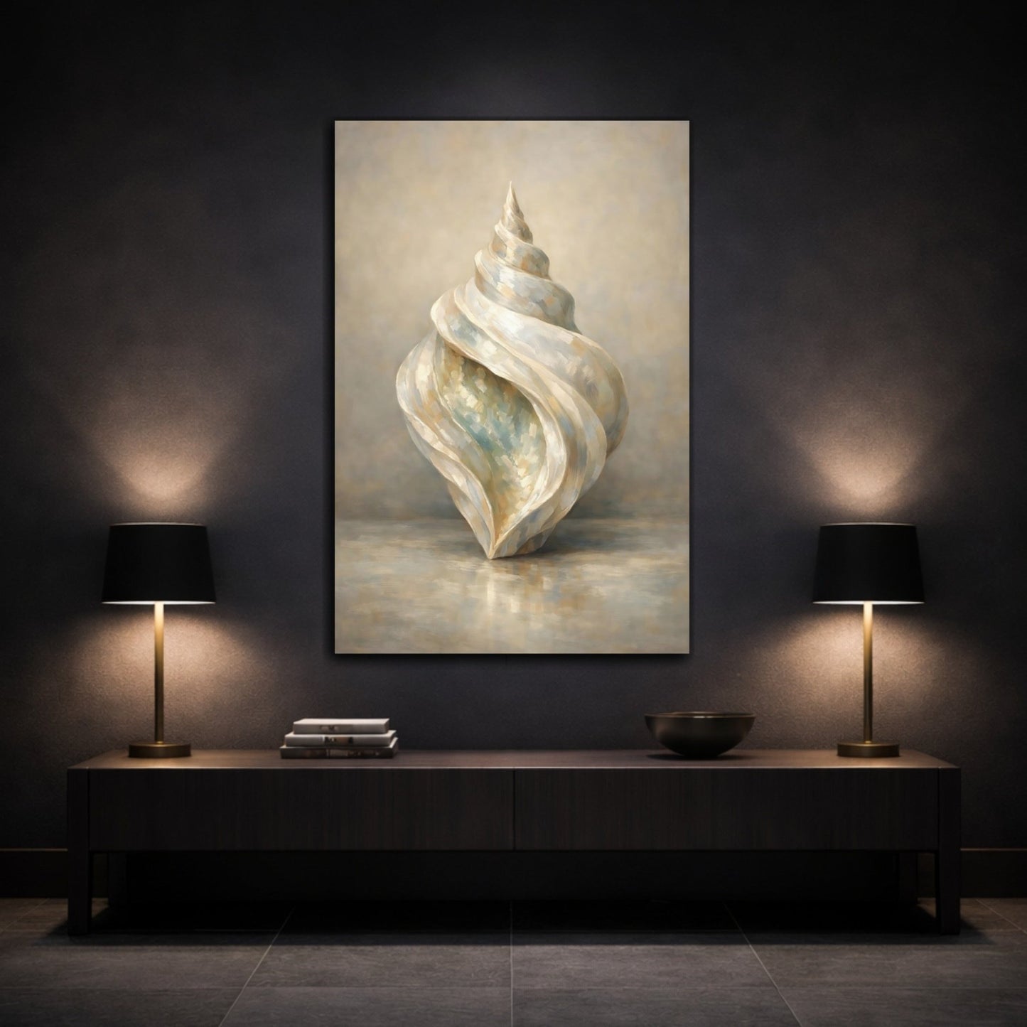 Nature Seashell Neutral Tones - Canvas Wall Art Print - YesArtYes