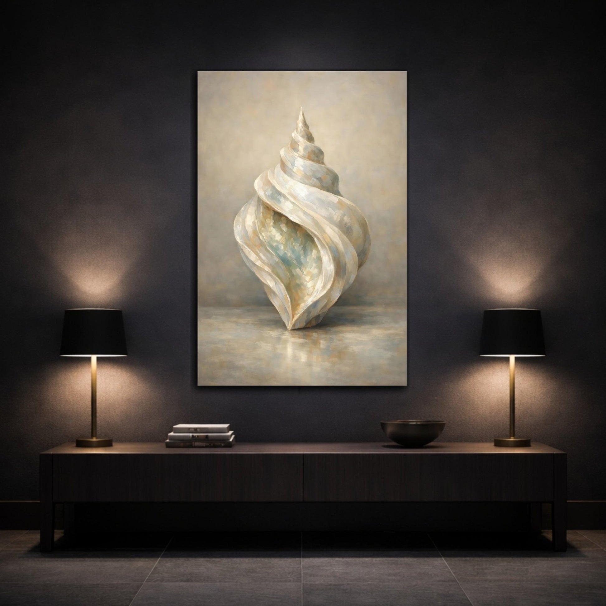 Nature Seashell Neutral Tones - Canvas Wall Art Print - YesArtYes