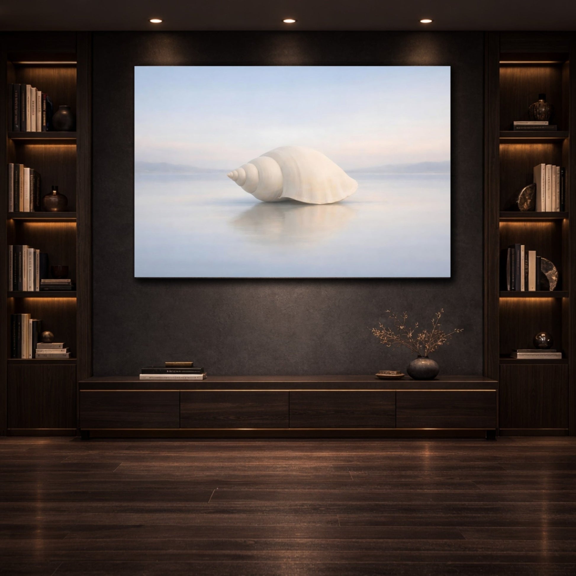 Nature Seashell Pale Blue - Canvas Wall Art Print - YesArtYes