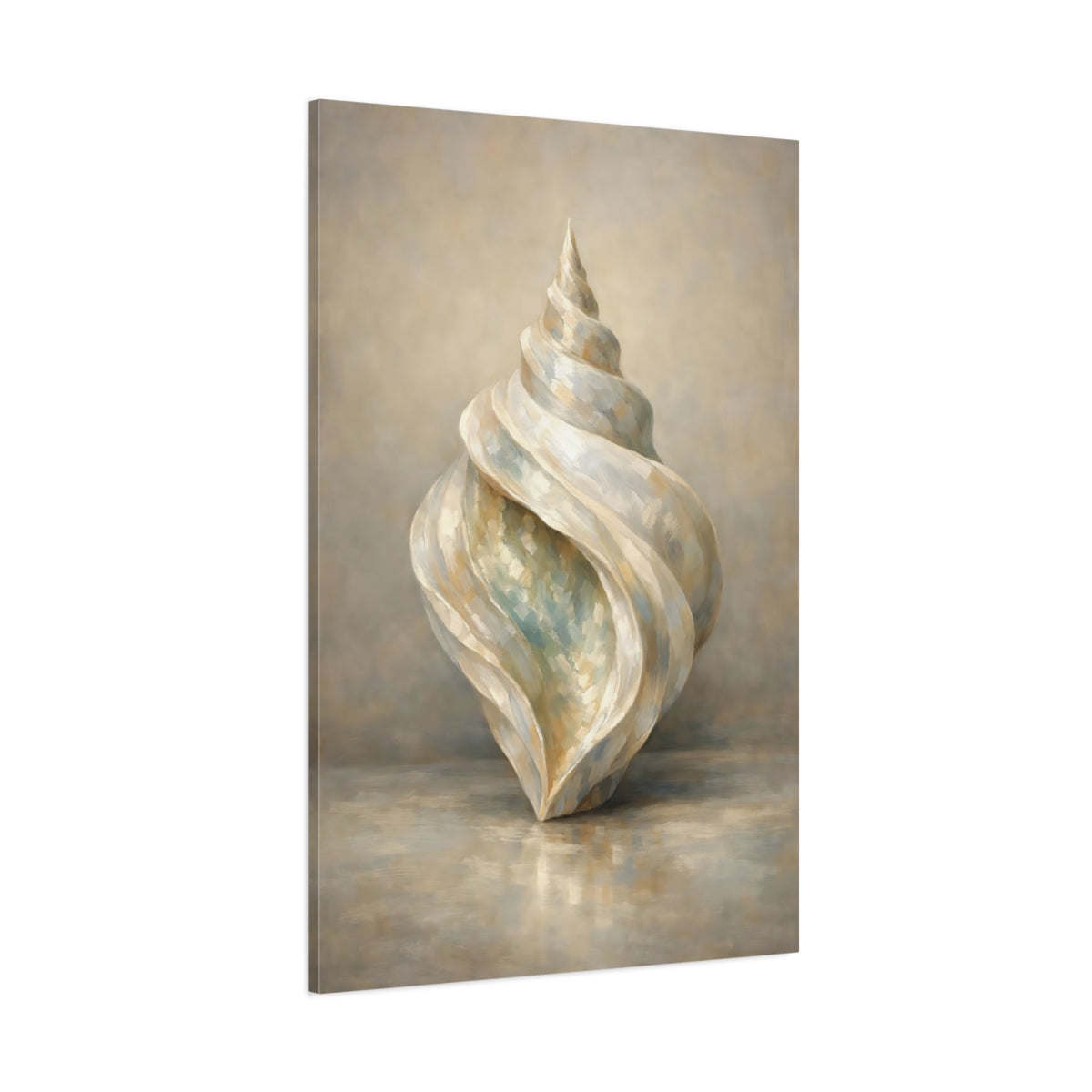 Main Mockup. Nature Seashell Seashell Neutral Tones shown as stretched canvas wall art