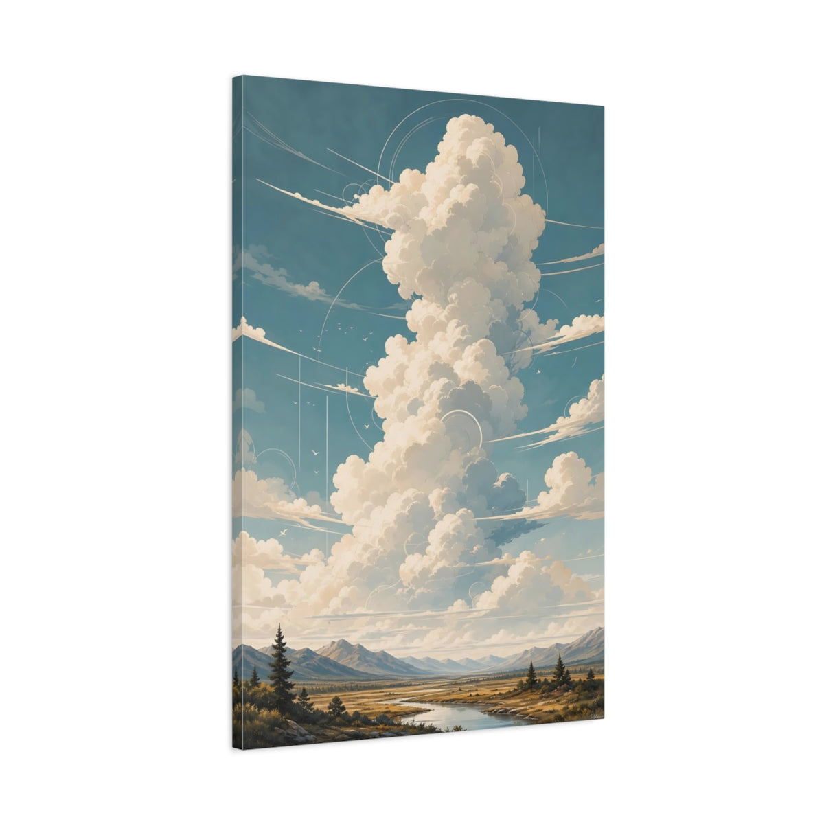 Main Mockup. Nature Sky Clouds Blue Sky Clouds shown as stretched canvas wall art