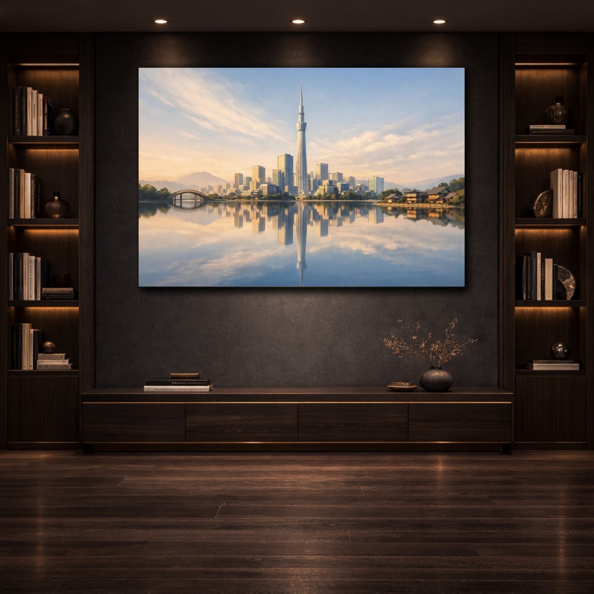 Nature Skyscraper Golden Hour Cityscape - Canvas Wall Art Print - YesArtYes