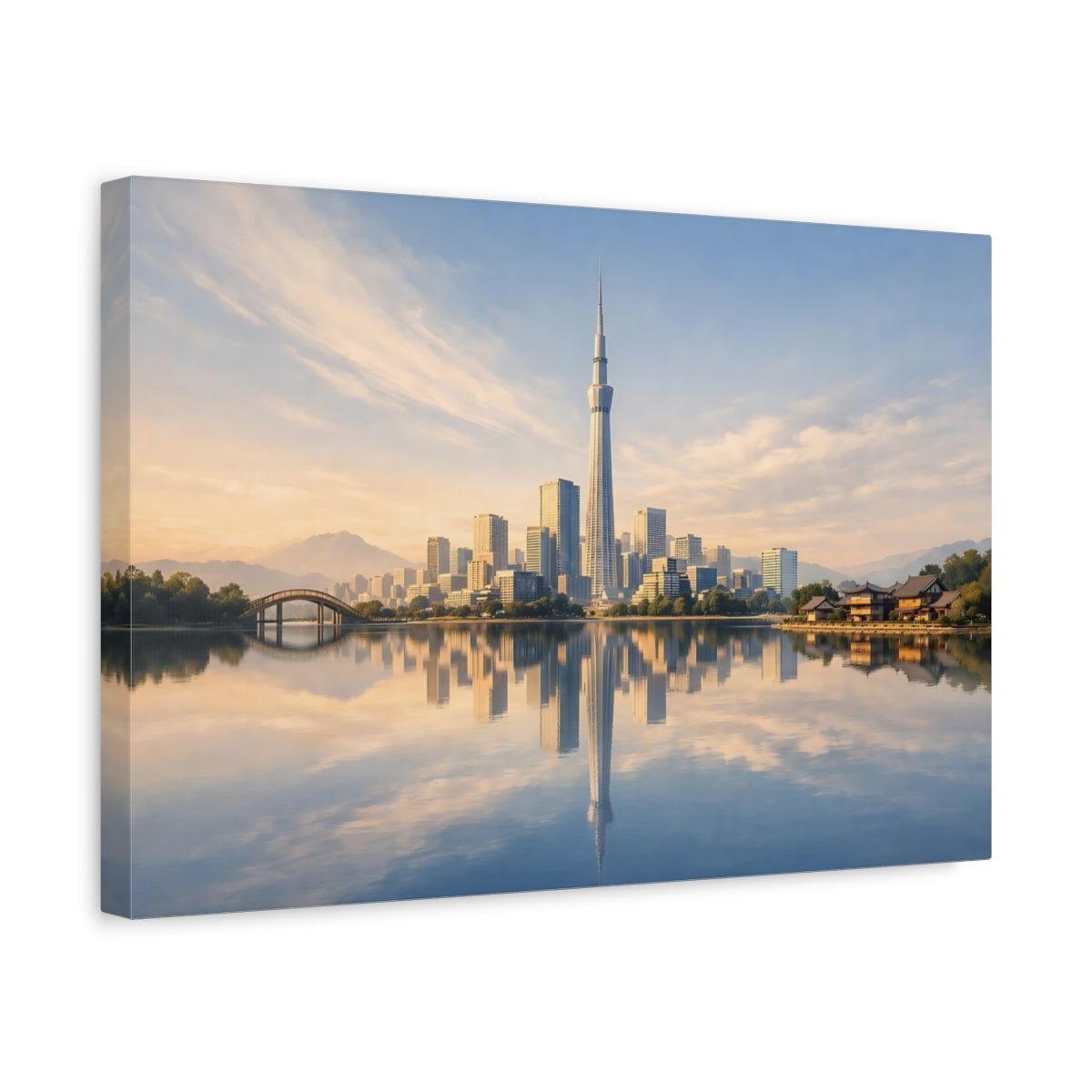 Nature Skyscraper Golden Hour Cityscape - Canvas Wall Art Print - YesArtYes