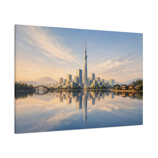 Nature Skyscraper Golden Hour Cityscape - Canvas Wall Art Print - YesArtYes