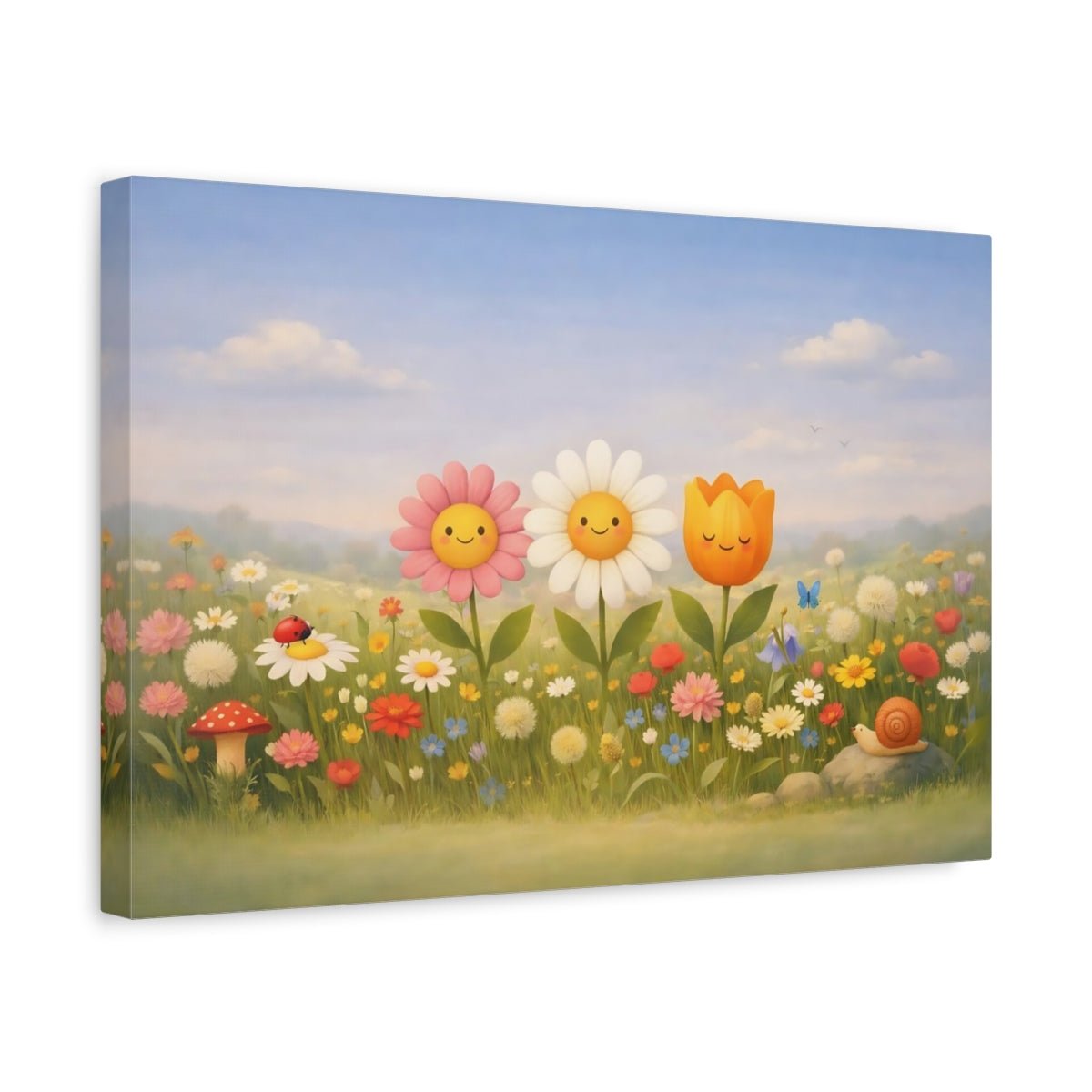 Nature Smiling Flowers Colorful - Canvas Wall Art Print - YesArtYes