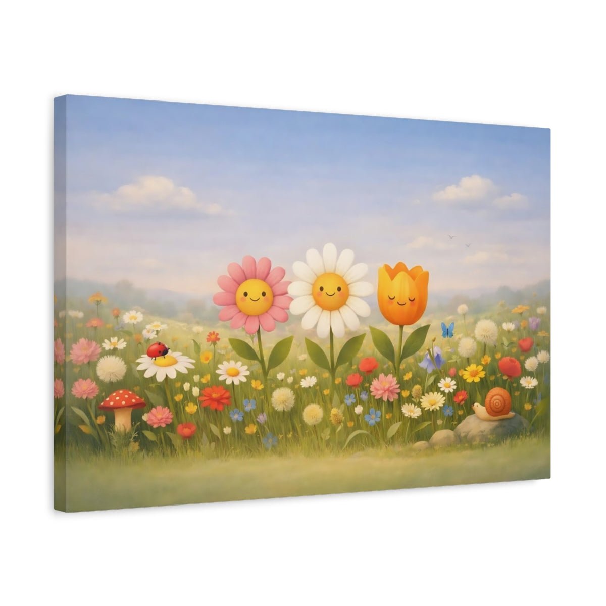 Nature Smiling Flowers Colorful - Canvas Wall Art Print - YesArtYes