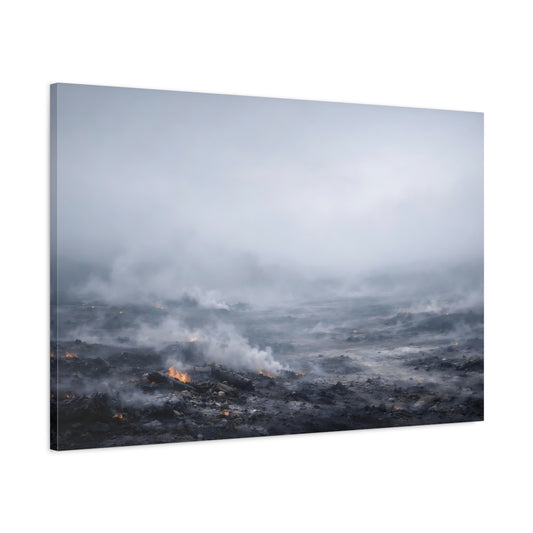 Main Mockup. Nature Smoldering Ground Grey Smoldering Landscape shown as stretched canvas wall art