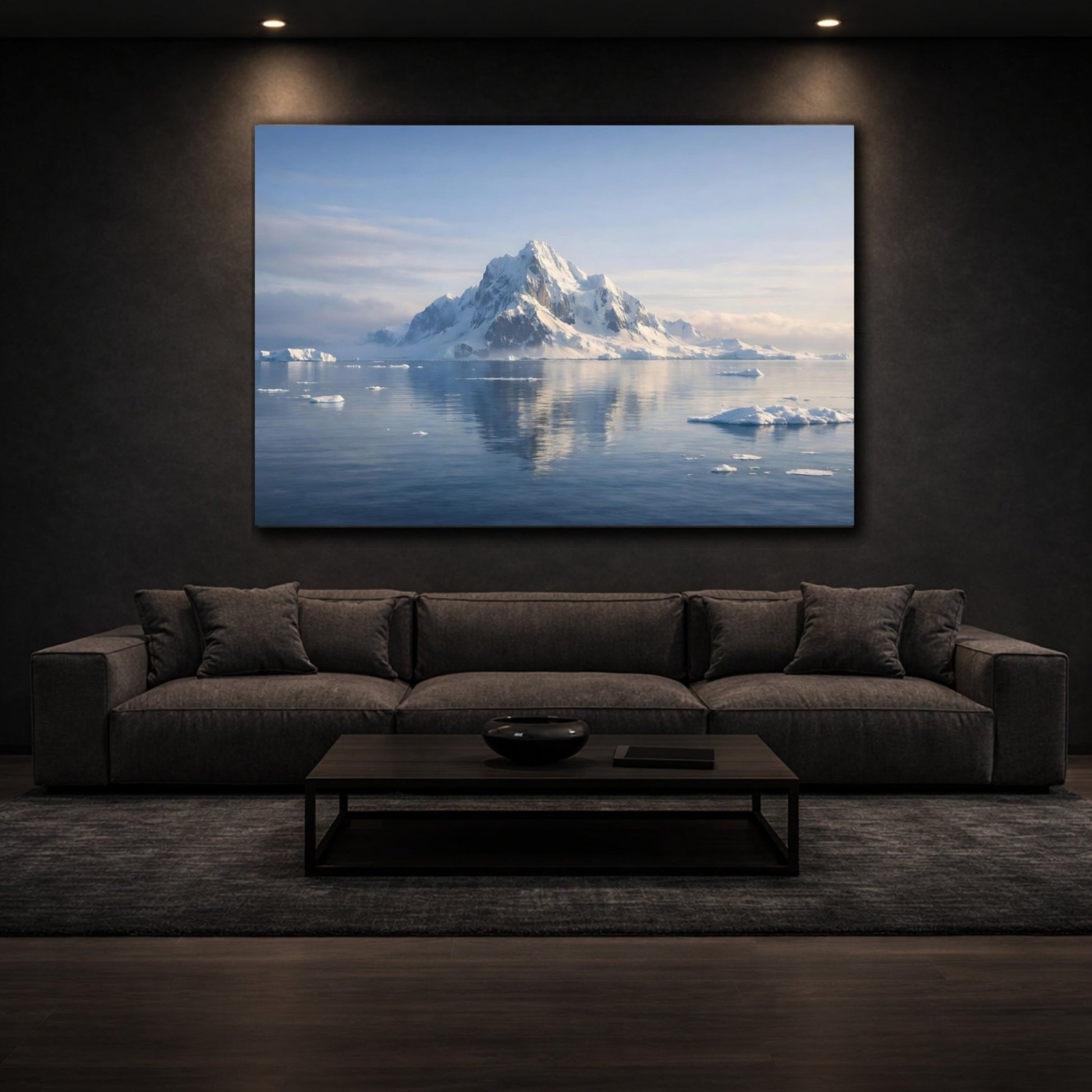Nature Snow Mountain Blue And White Landscape - Canvas Wall Art Print - YesArtYes