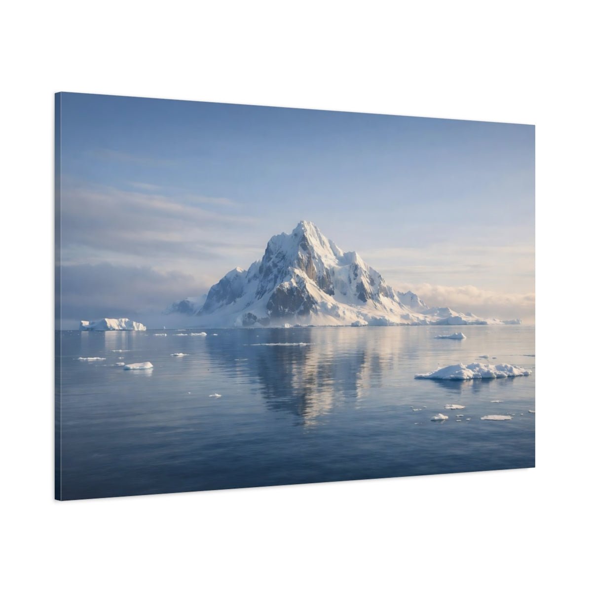 Nature Snow Mountain Blue And White Landscape - Canvas Wall Art Print - YesArtYes