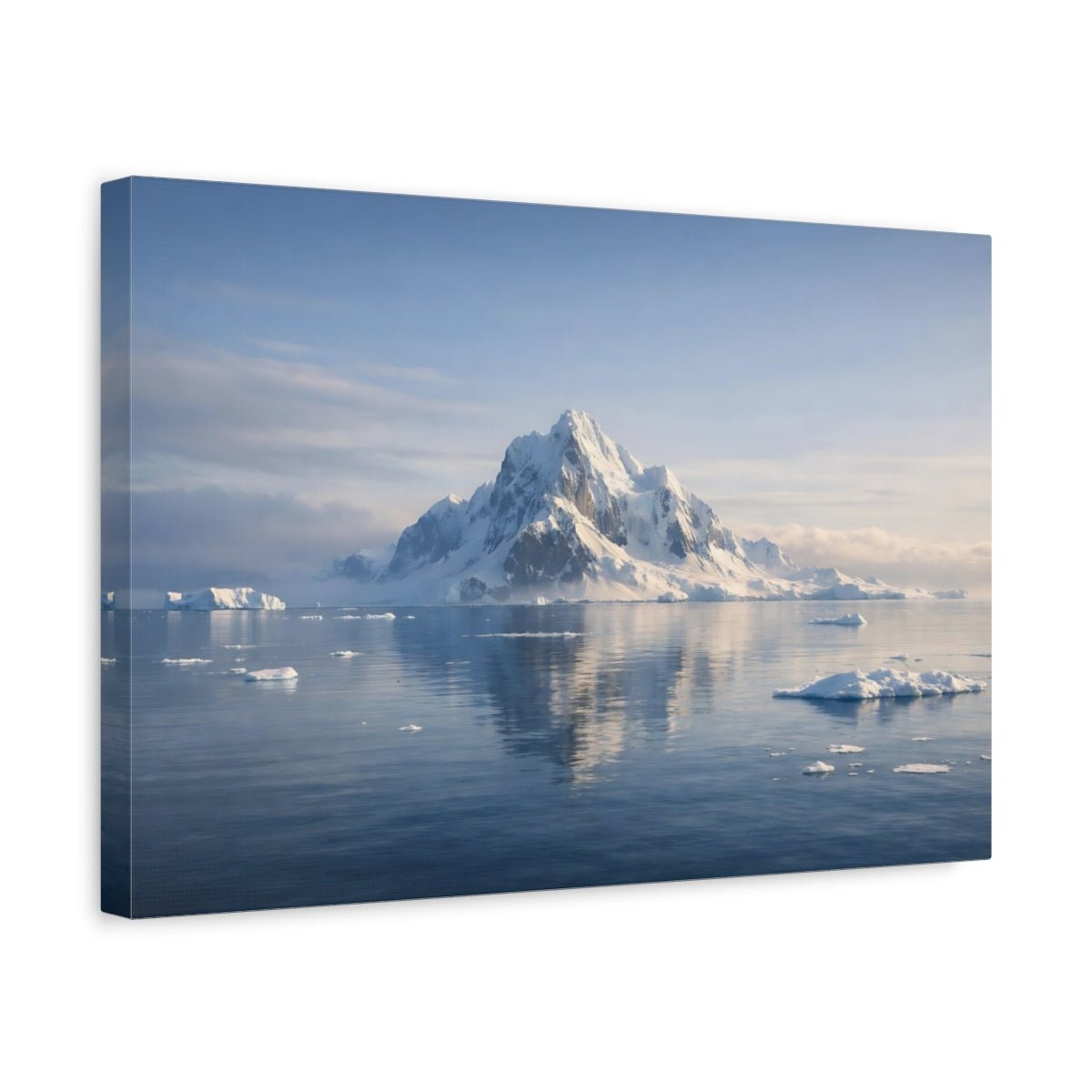 Nature Snow Mountain Blue And White Landscape - Canvas Wall Art Print - YesArtYes
