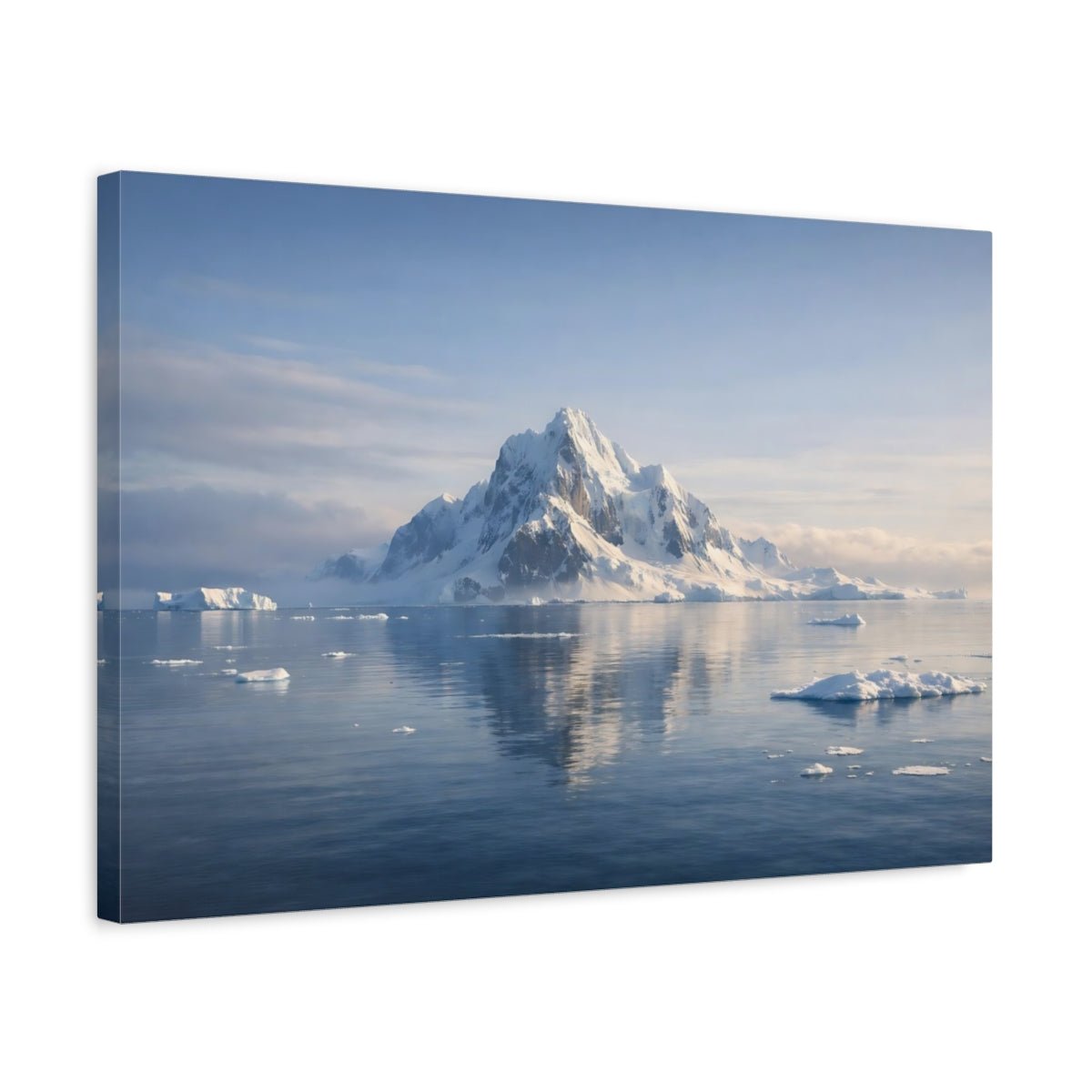 Nature Snow Mountain Blue And White Landscape - Canvas Wall Art Print - YesArtYes