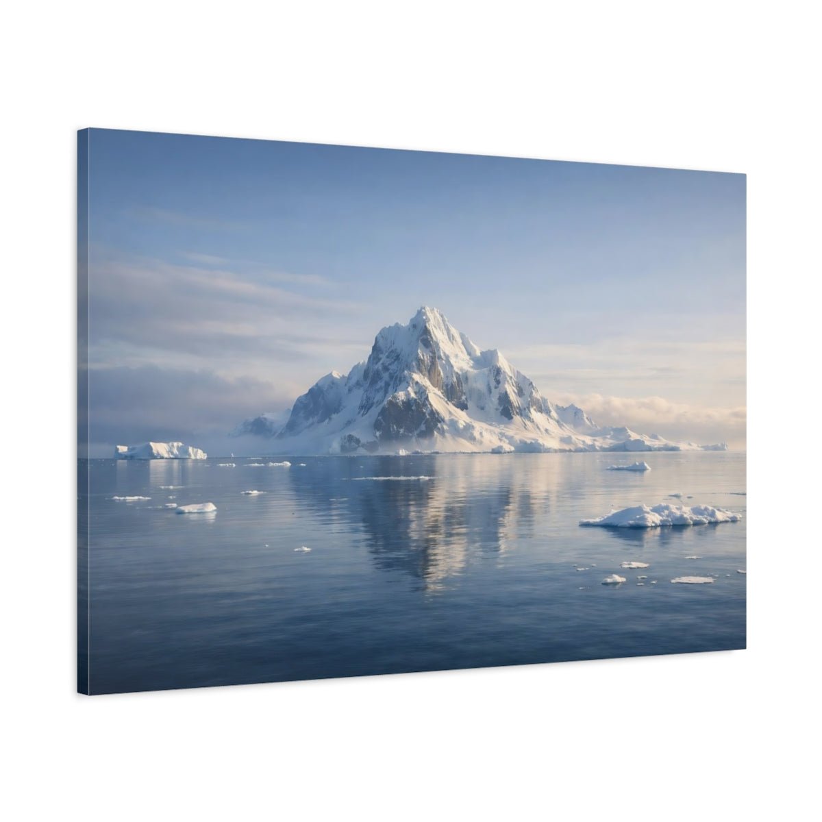 Nature Snow Mountain Blue And White Landscape - Canvas Wall Art Print - YesArtYes