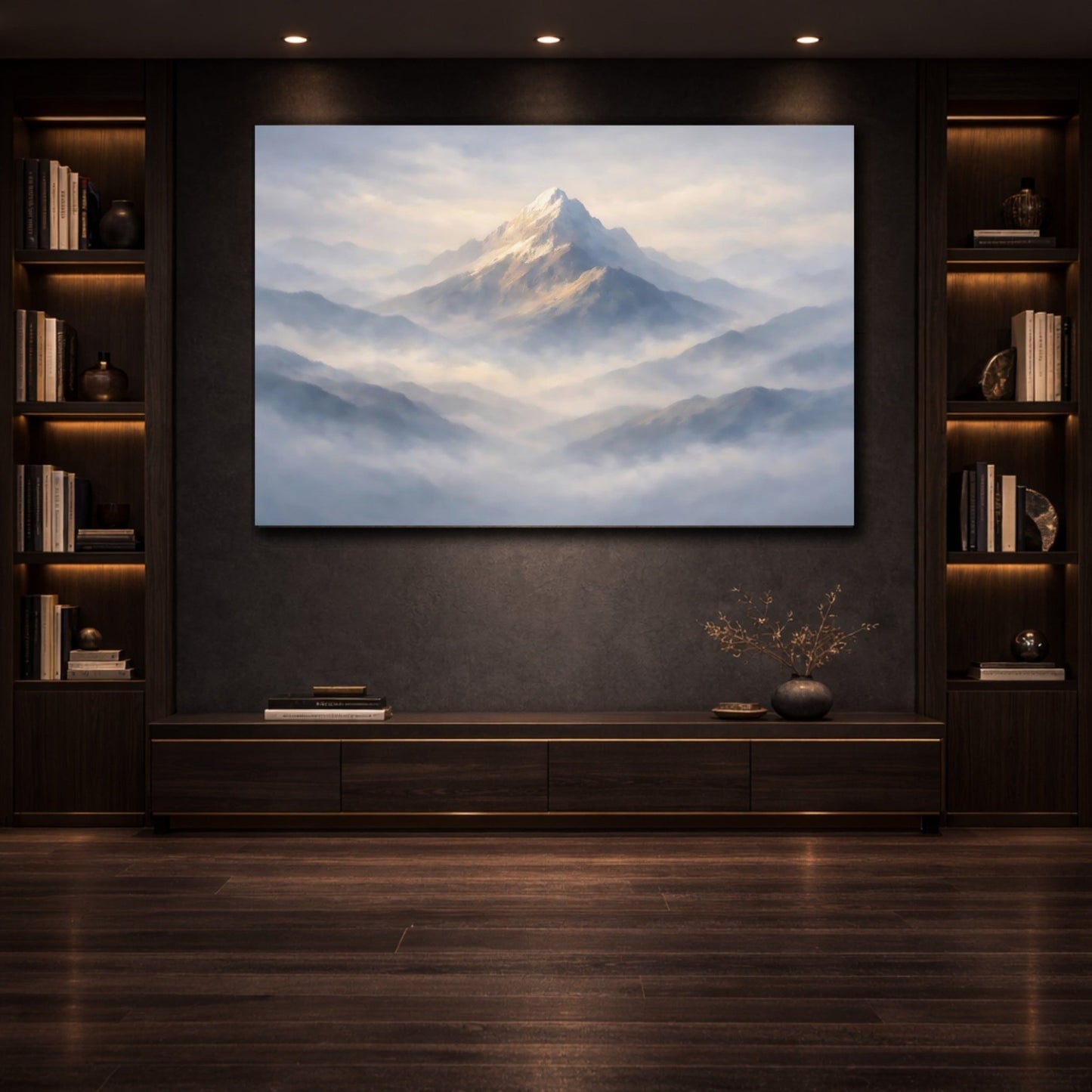 Nature Snow Mountain Misty - Canvas Wall Art Print - YesArtYes