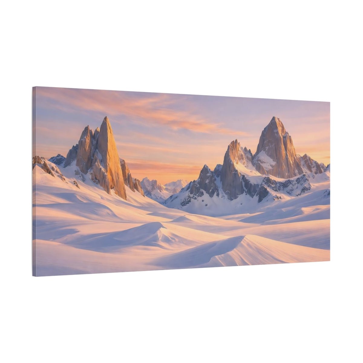 Nature Snow Mountains Snowy Sunset - Canvas Wall Art Print - YesArtYes