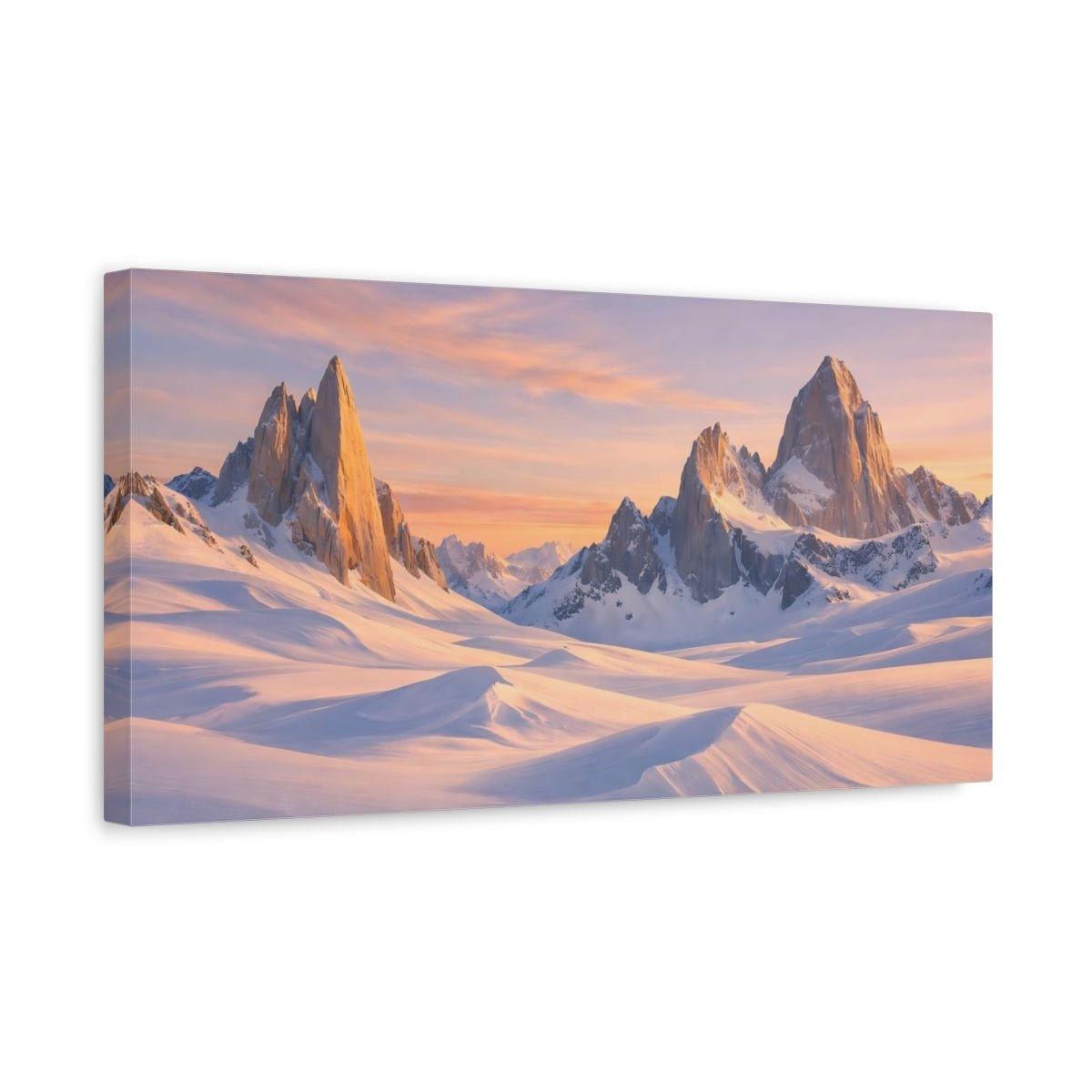 Nature Snow Mountains Snowy Sunset - Canvas Wall Art Print - YesArtYes