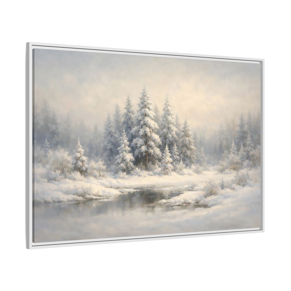 Side Mockup 7. Nature Snowy Forest Snowy Landscape shown as stretched canvas wall art
