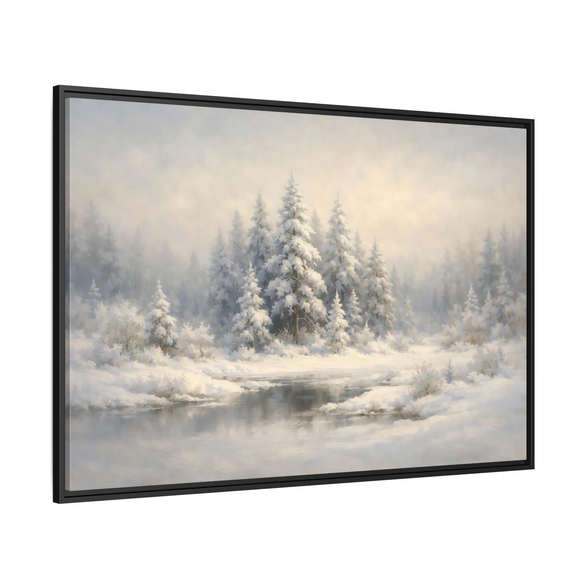 Side Mockup 12. Nature Snowy Forest Snowy Landscape shown as stretched canvas wall art