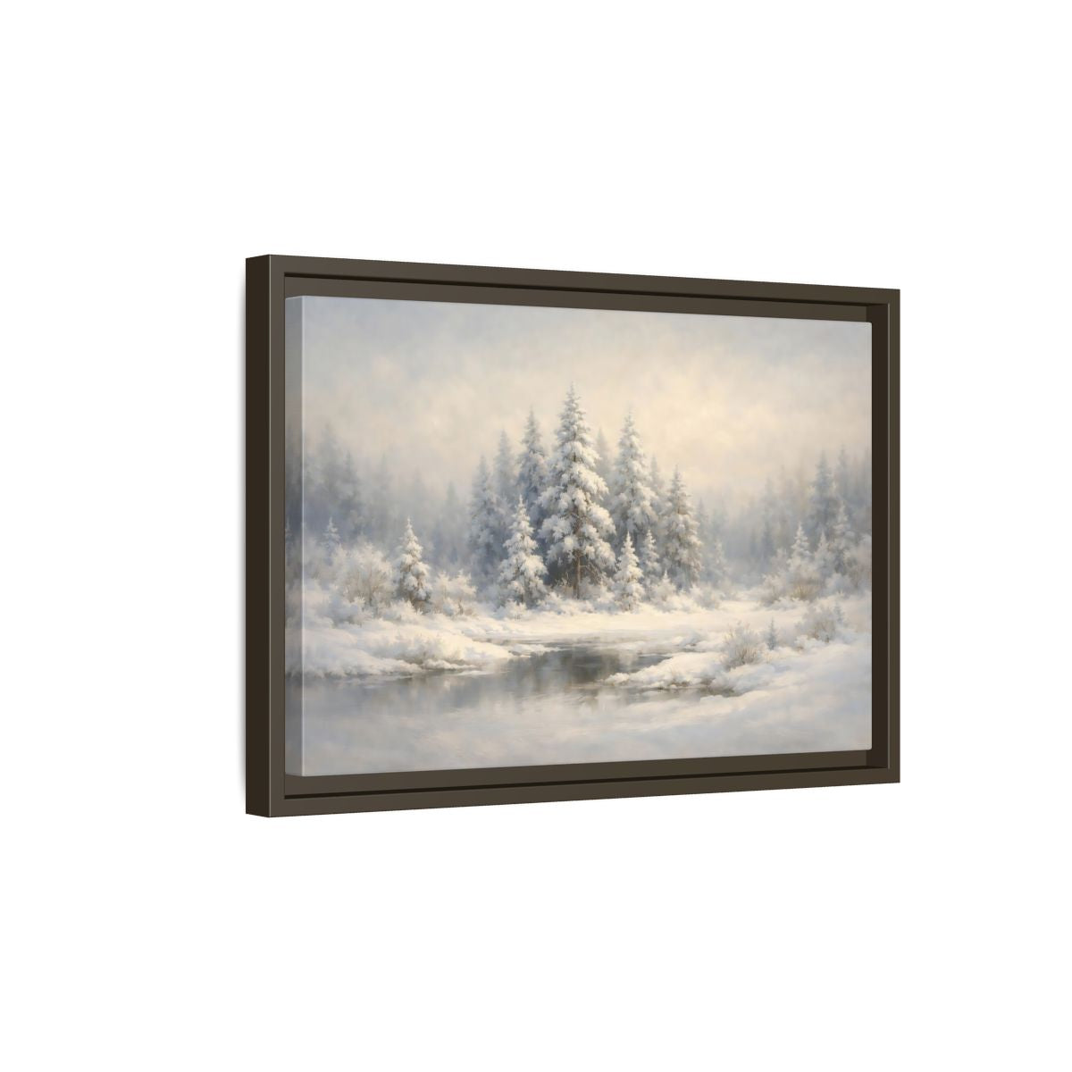 Side Mockup 5. Nature Snowy Forest Snowy Landscape shown as stretched canvas wall art