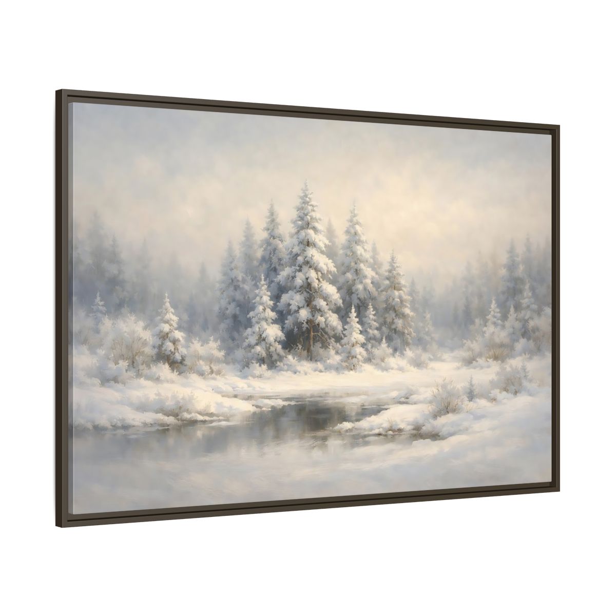 Main Mockup. Nature Snowy Forest Snowy Landscape shown as stretched canvas wall art