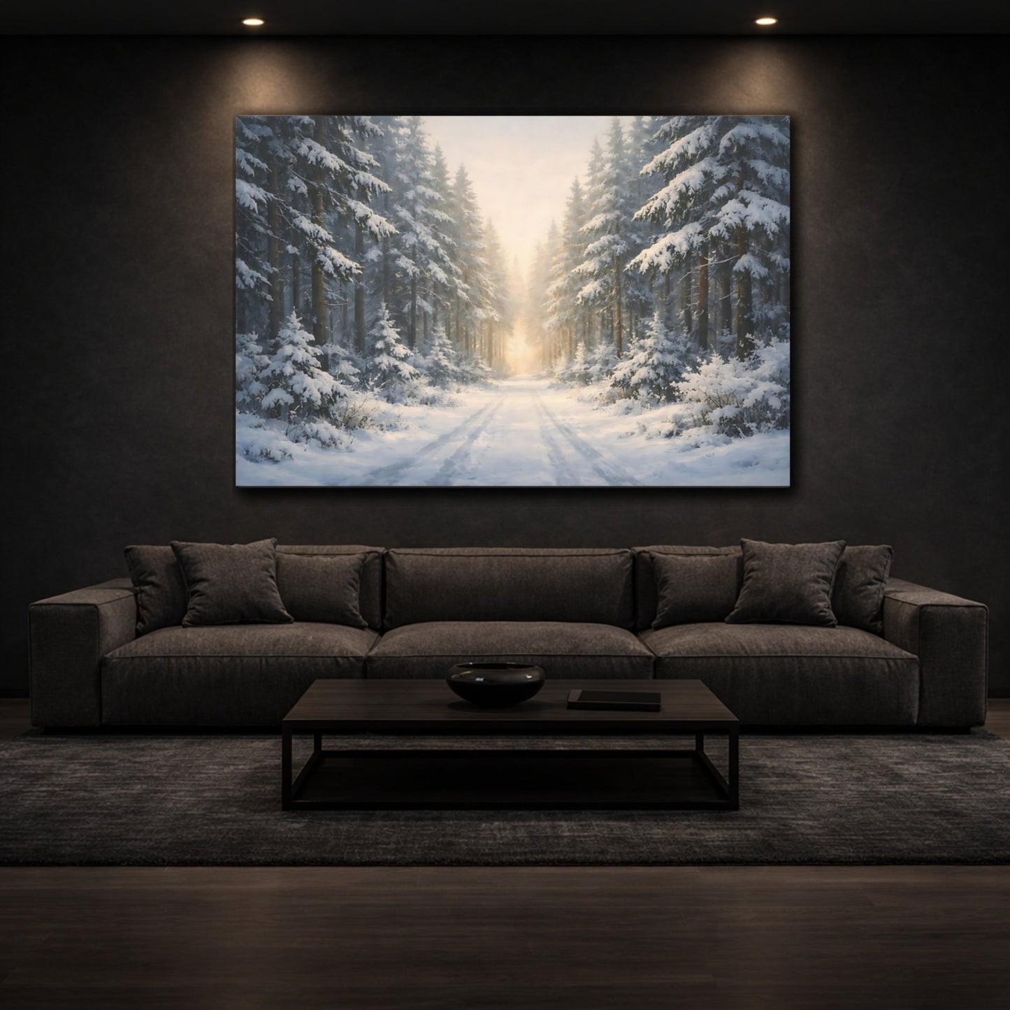 Nature Snowy Forest Winter Path - Canvas Wall Art Print - YesArtYes