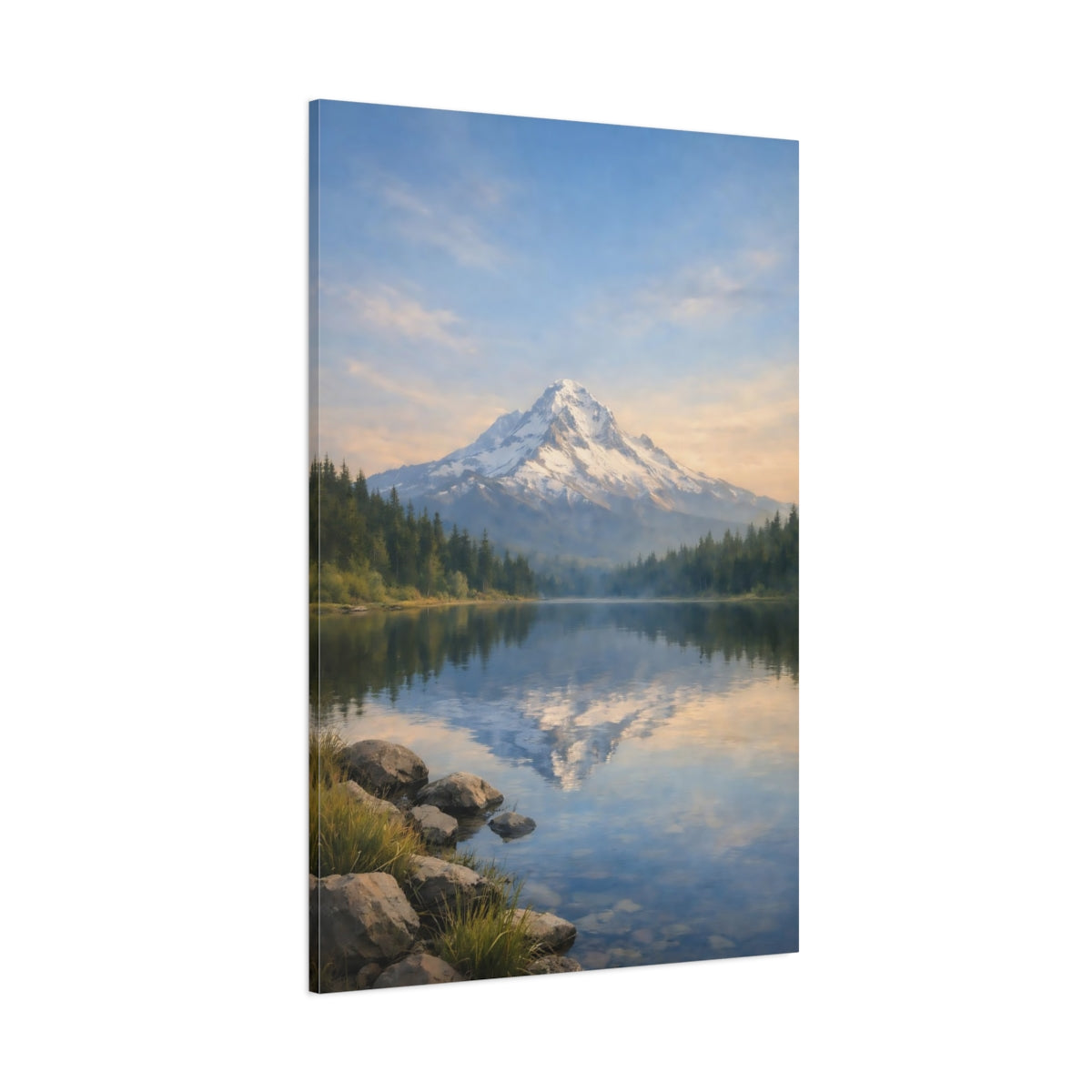 Nature Snowy Mountain Blue Mountain Lake shown as stretched canvas wall art