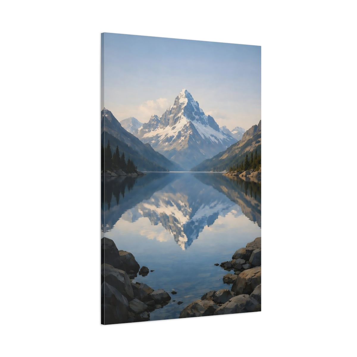Nature Snowy Mountain Blue Mountain Landscape shown as stretched canvas wall art